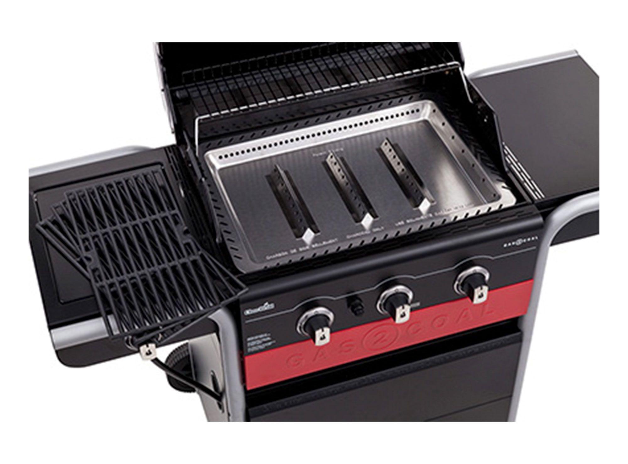 Parrilla hibrida 3 quemadores + lateral Gas2Coal Char-Broil.-5