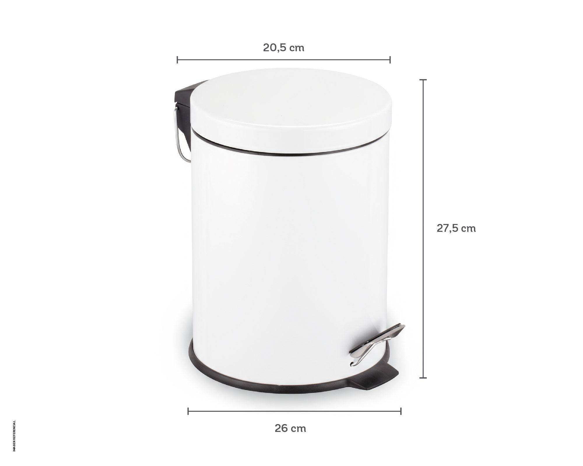 Basurero pedal 5 litros blanco Cotidiana-5
