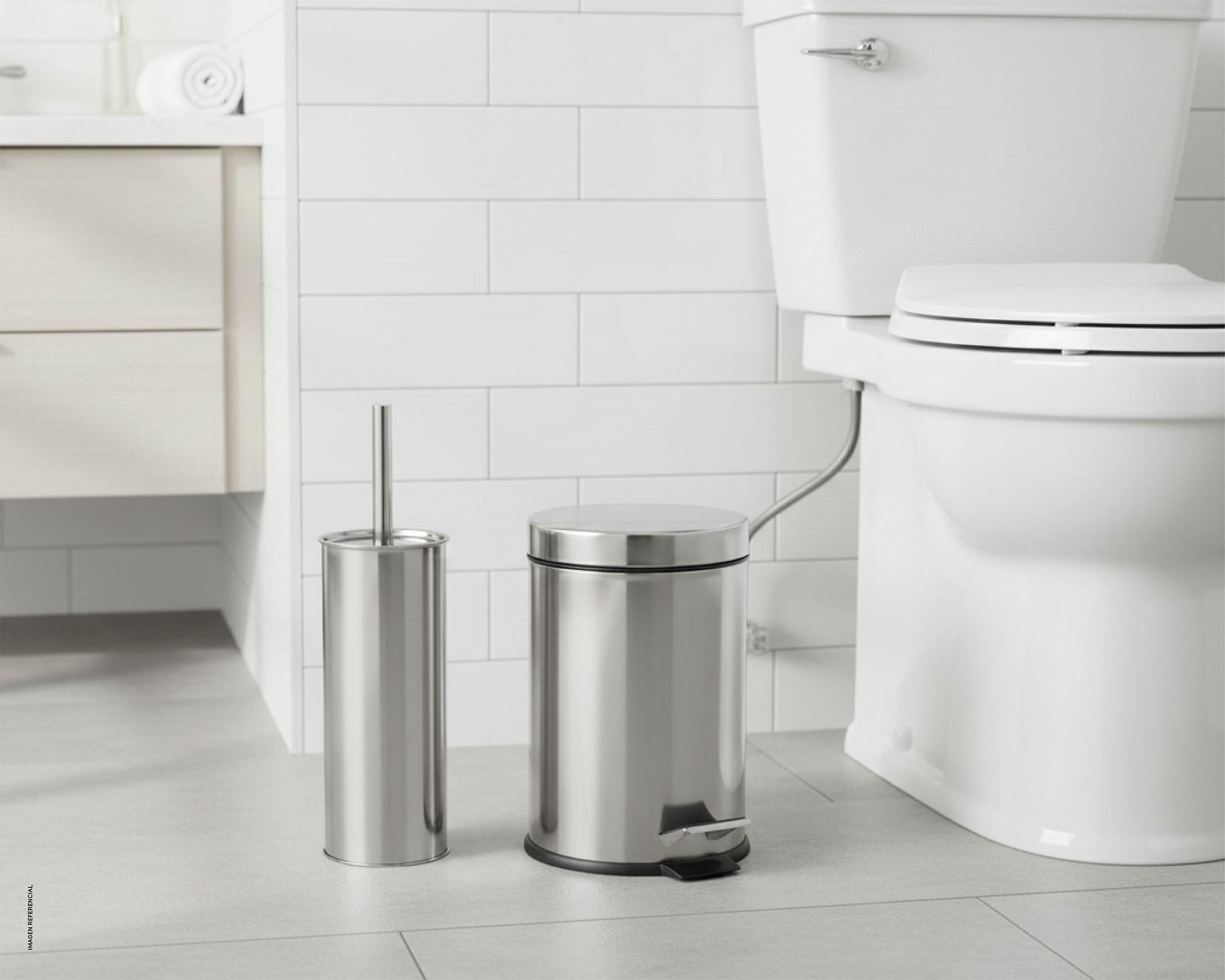 Basurero pedal 5 litros + escobilla WC Cotidiana-2
