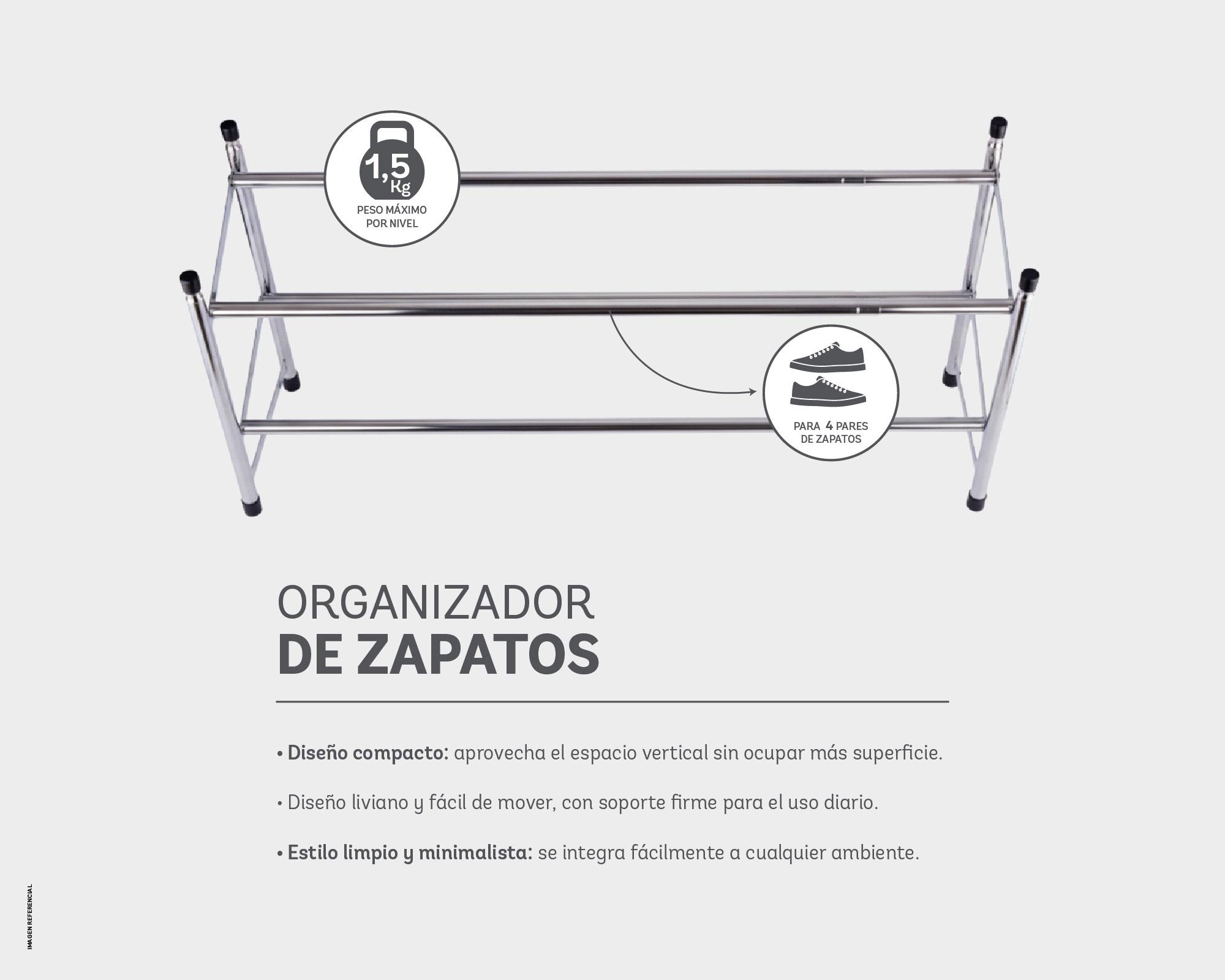 Organizador zapatos 2 repisas silver Cotidiana-3