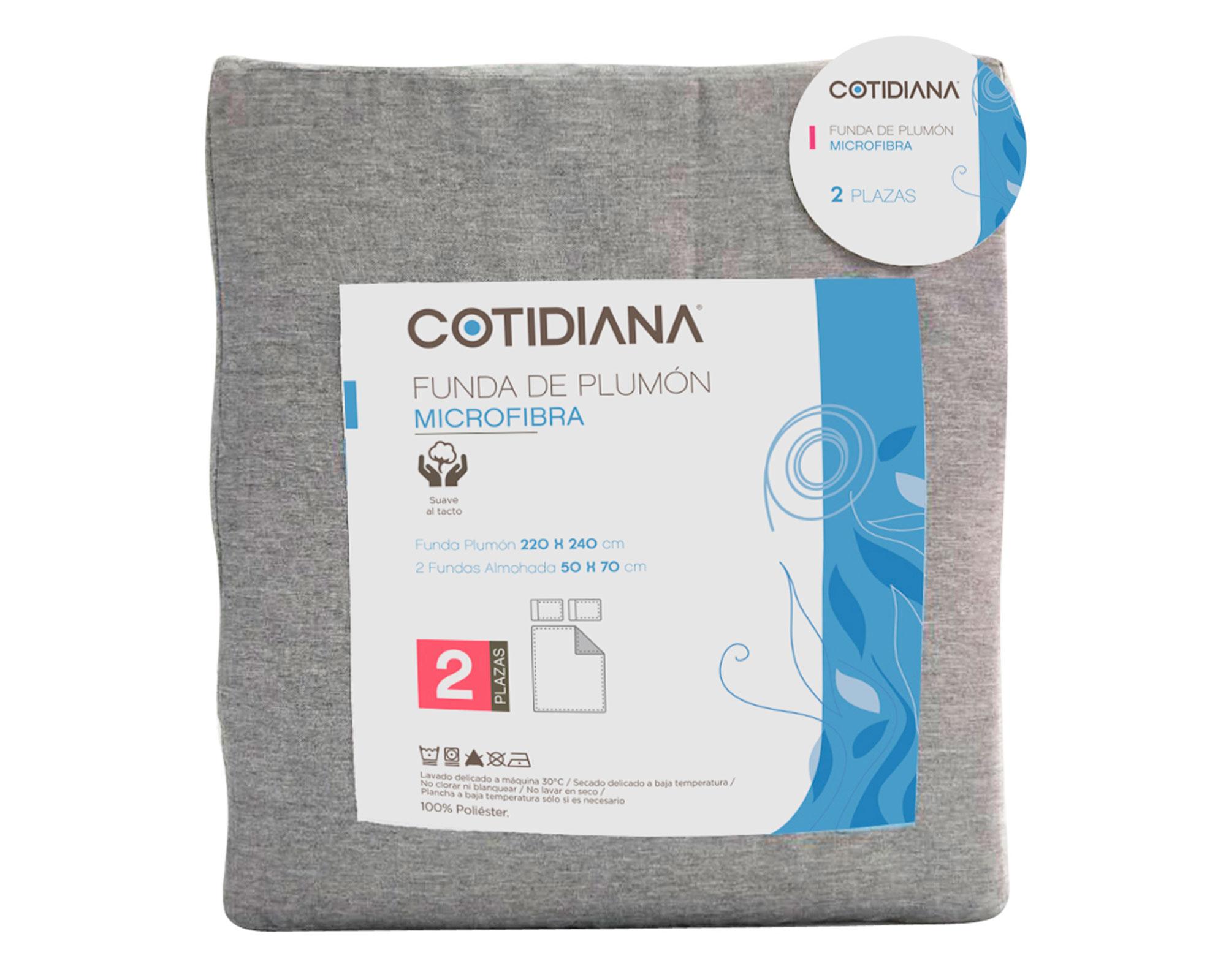Funda plumón 2 plazas gris + 2 fundas almohada Cotidiana-0