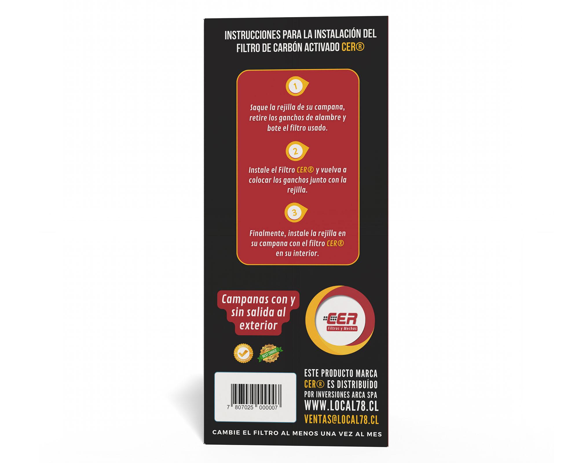 Filtros 52 x 37 cm campanas cocina 4 platos Cer-4