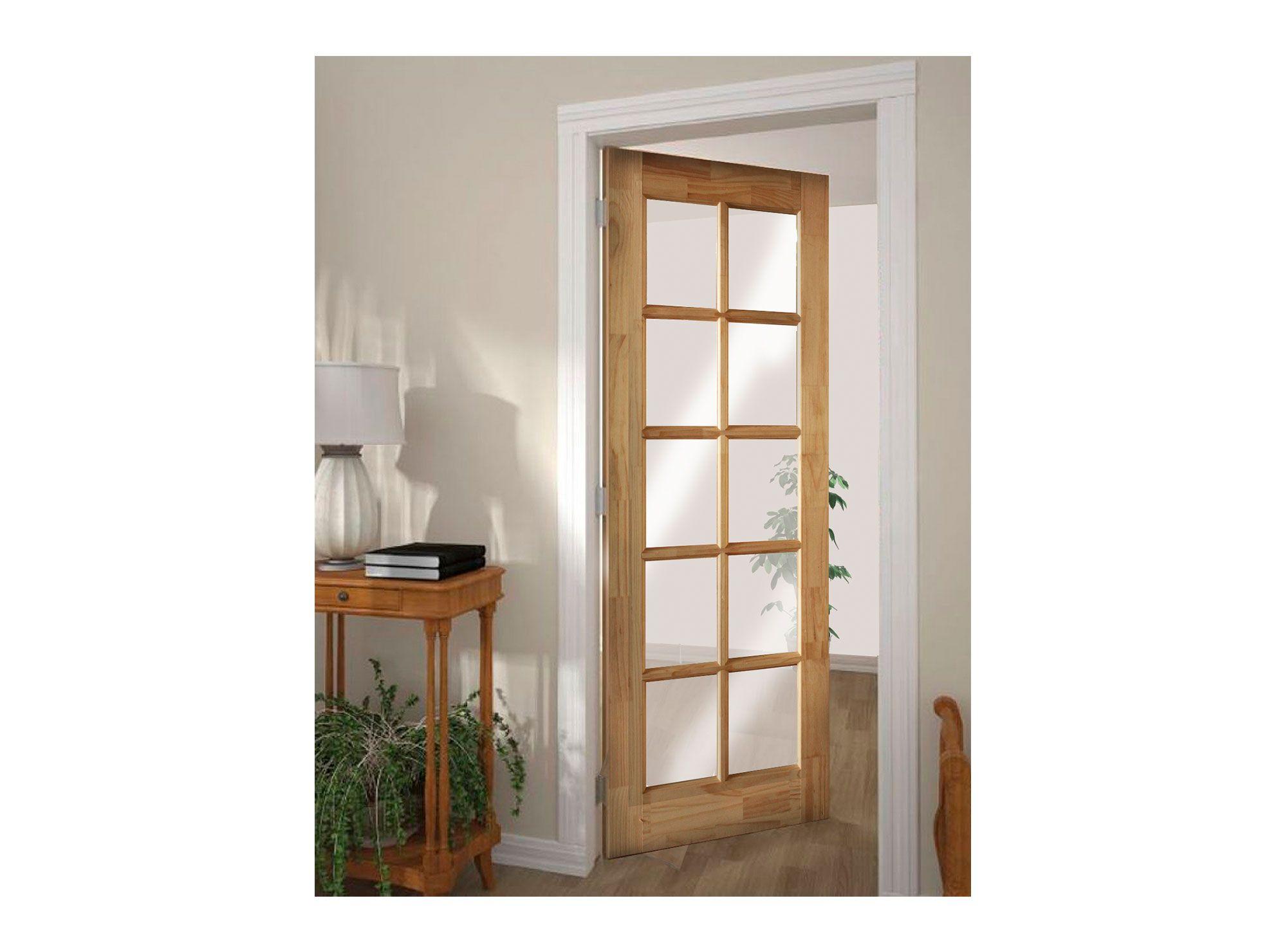 Puerta Pino Radiata Sevillana 60x200 cm 10 Vidrios Moldupanel-2