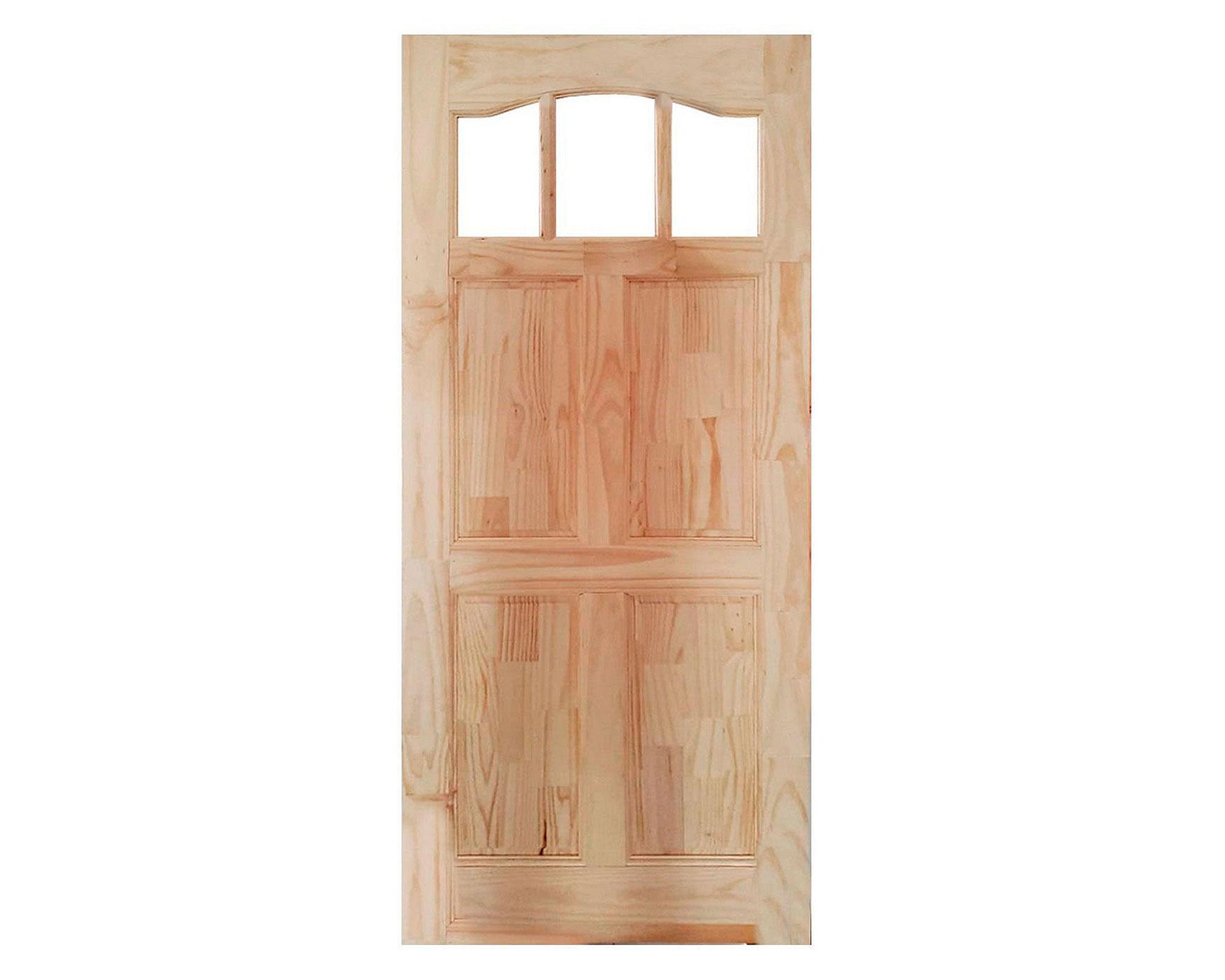 Puerta Pino Radiata Emiliana 75x210 cm 3 vidrios Moldupanel-1