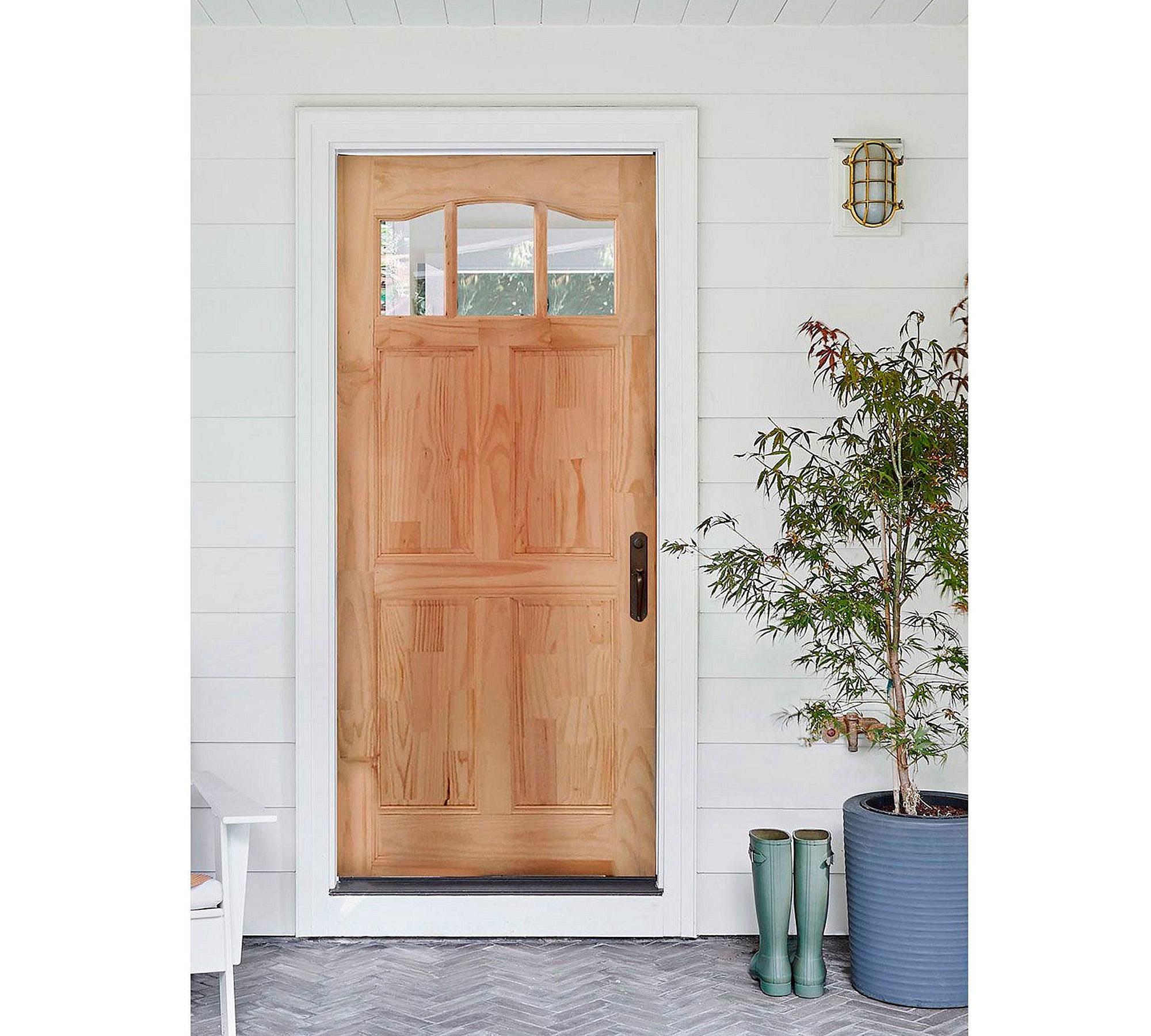 Puerta Pino Radiata Emiliana 75x210 cm 3 vidrios Moldupanel-0