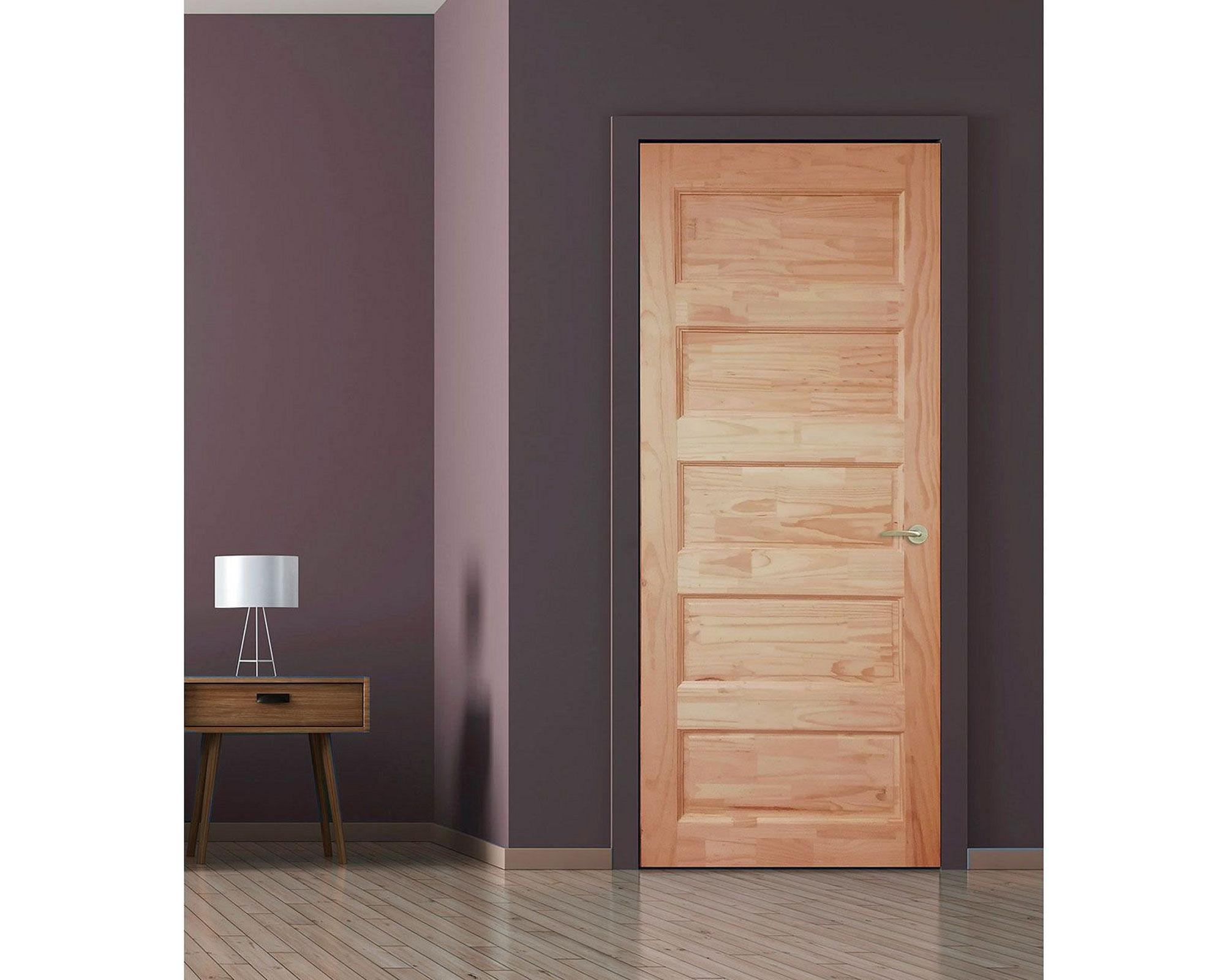 Puerta Pino Radiata Alcala 85x220 cm 5 paneles Moldupanel-2