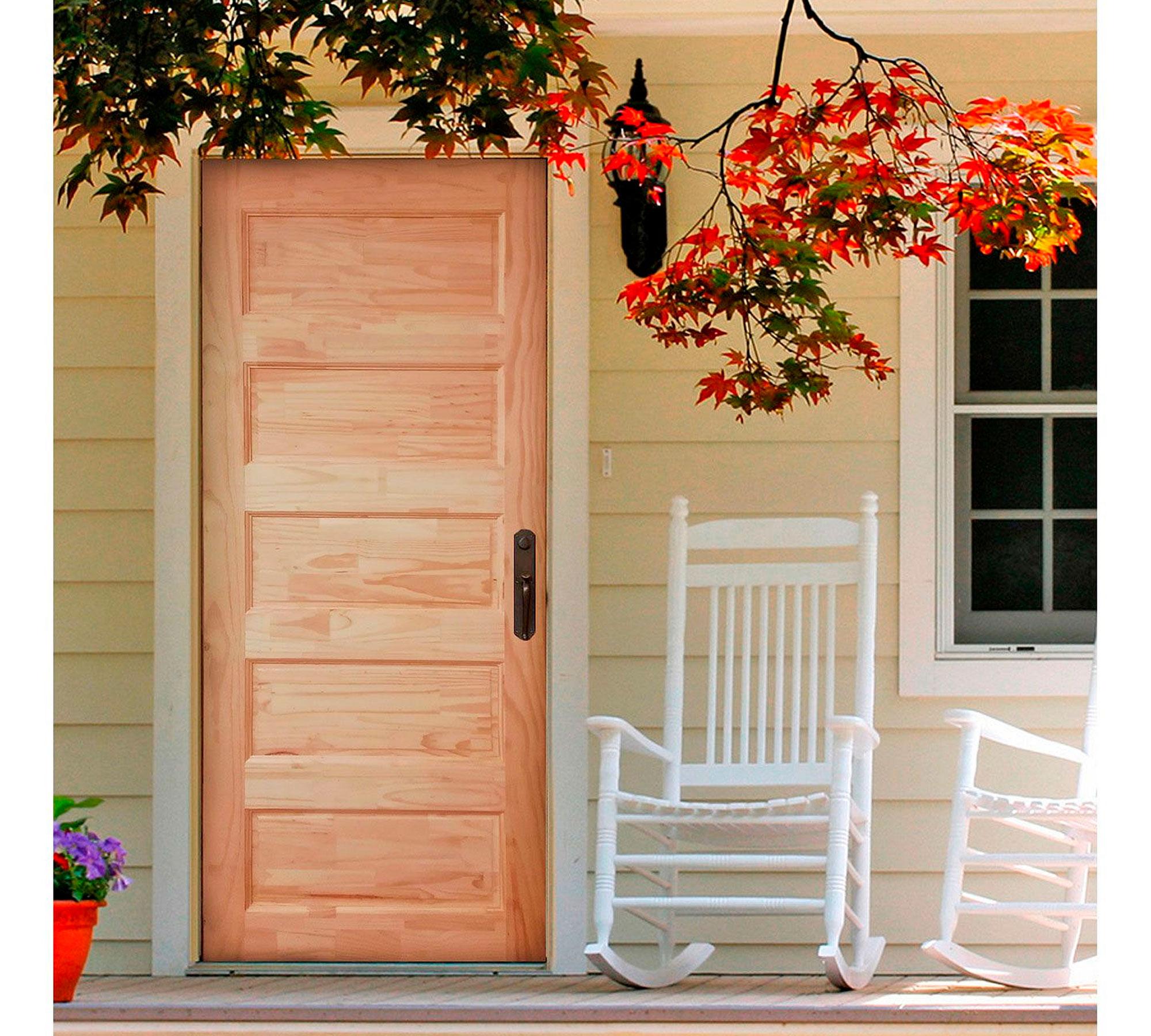 Puerta Pino Radiata Alcala 90x200 cm 5 paneles Moldupanel-0