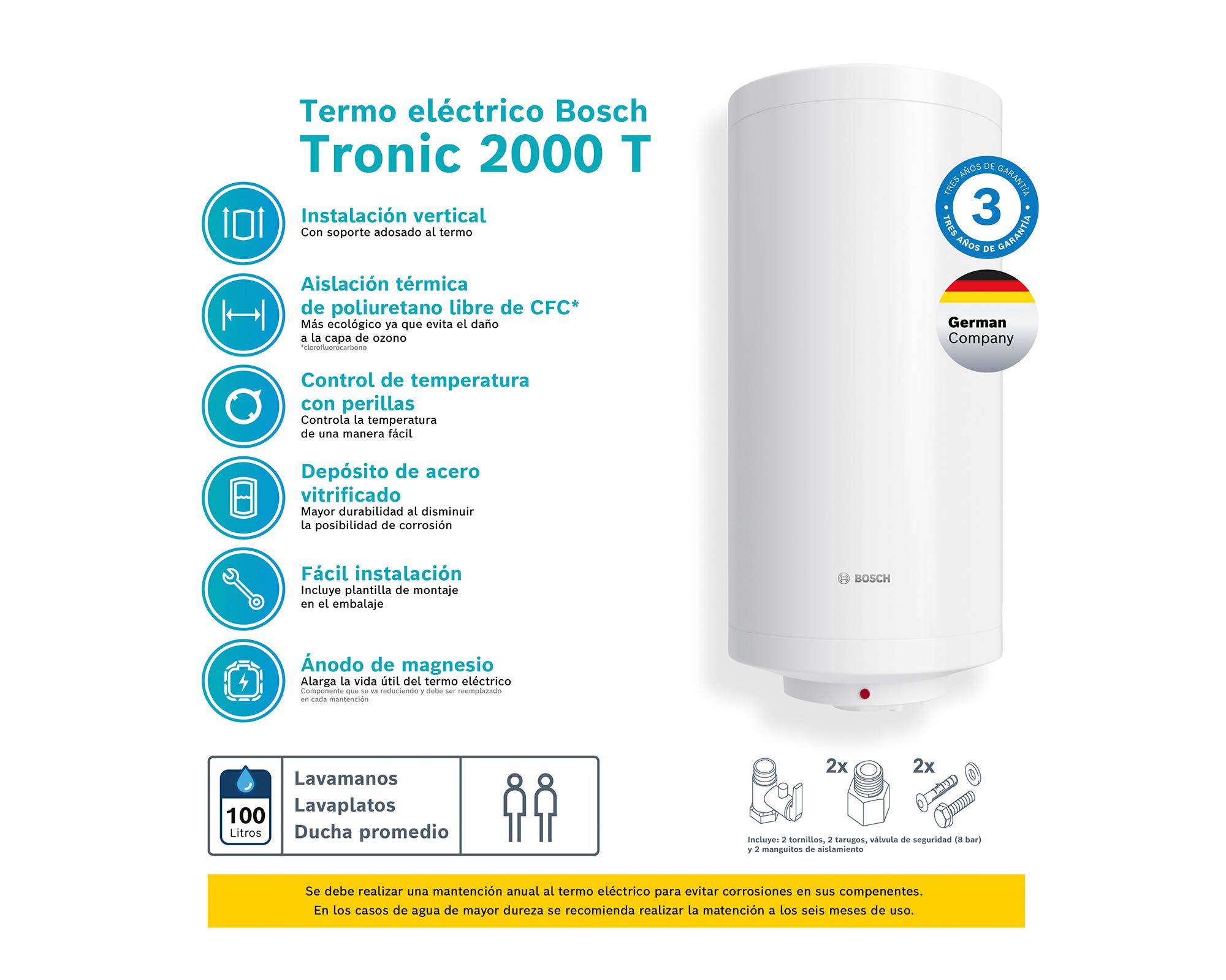 Termo eléctrico 100 litros Tronic 2000T blanco-2