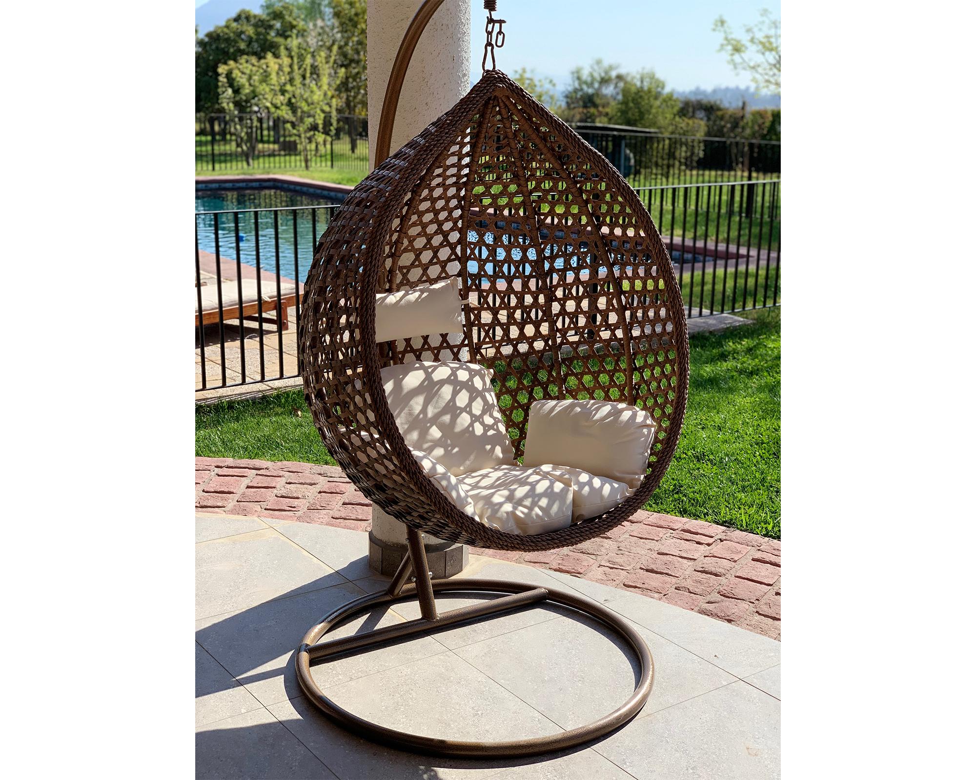 Silla colgante exterior Hawái café oscuro-3