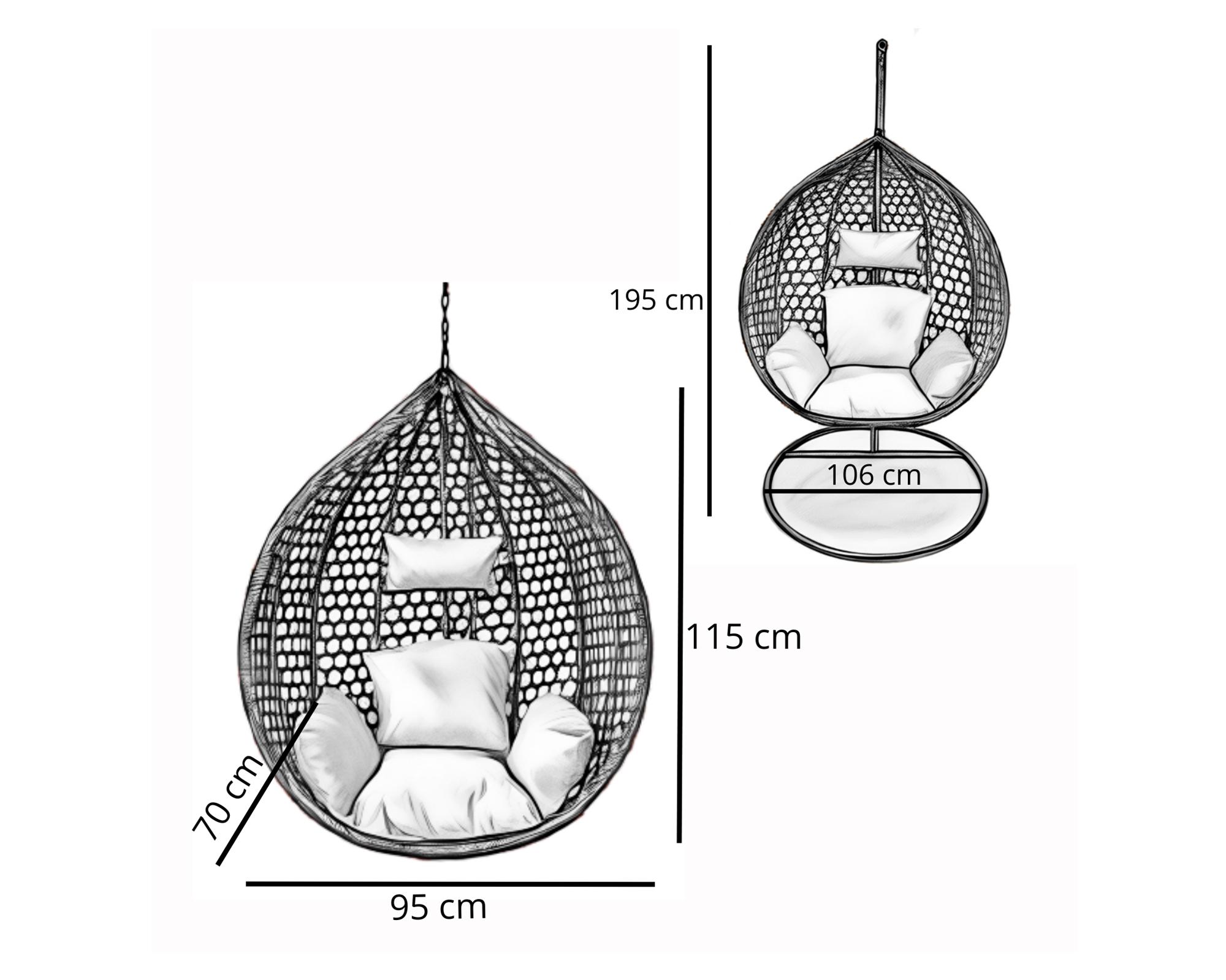 Silla colgante exterior Hawái café oscuro-4