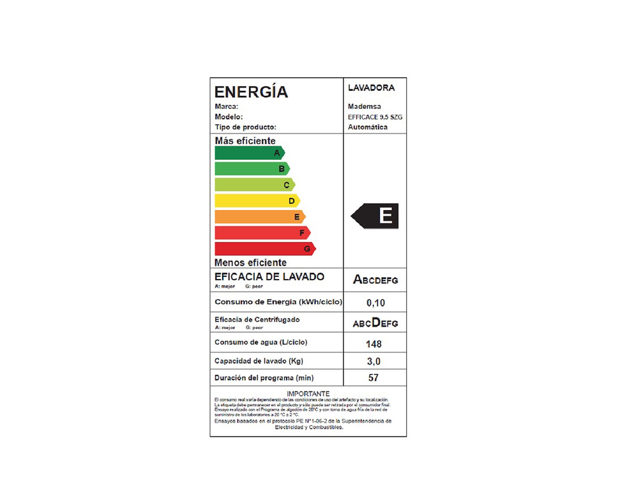 Lavadora carga superior 9,5 kg Efficace95SZG silver Mademsa-5