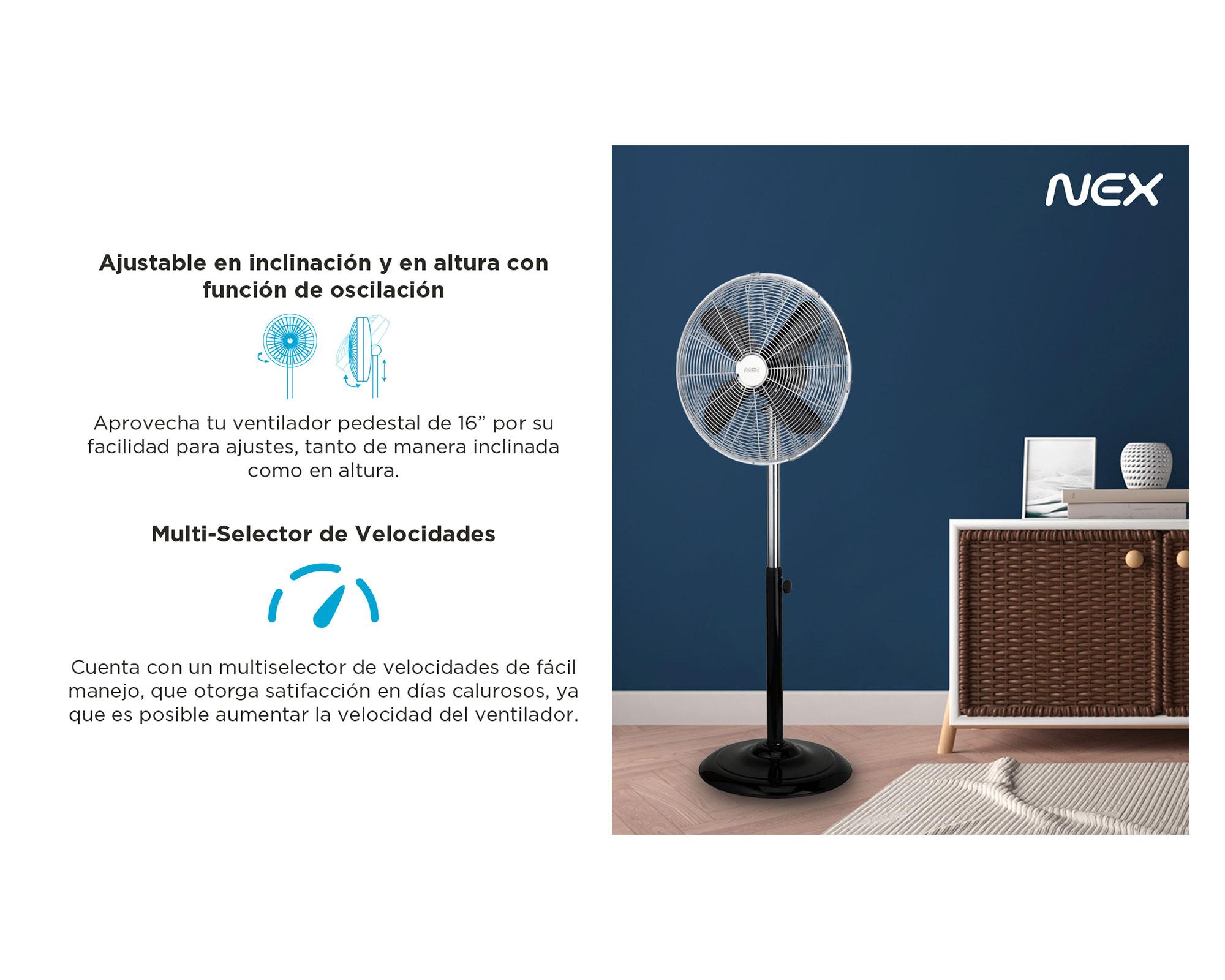 Ventilador pedestal 16'' DCP1620B negro Nex-4