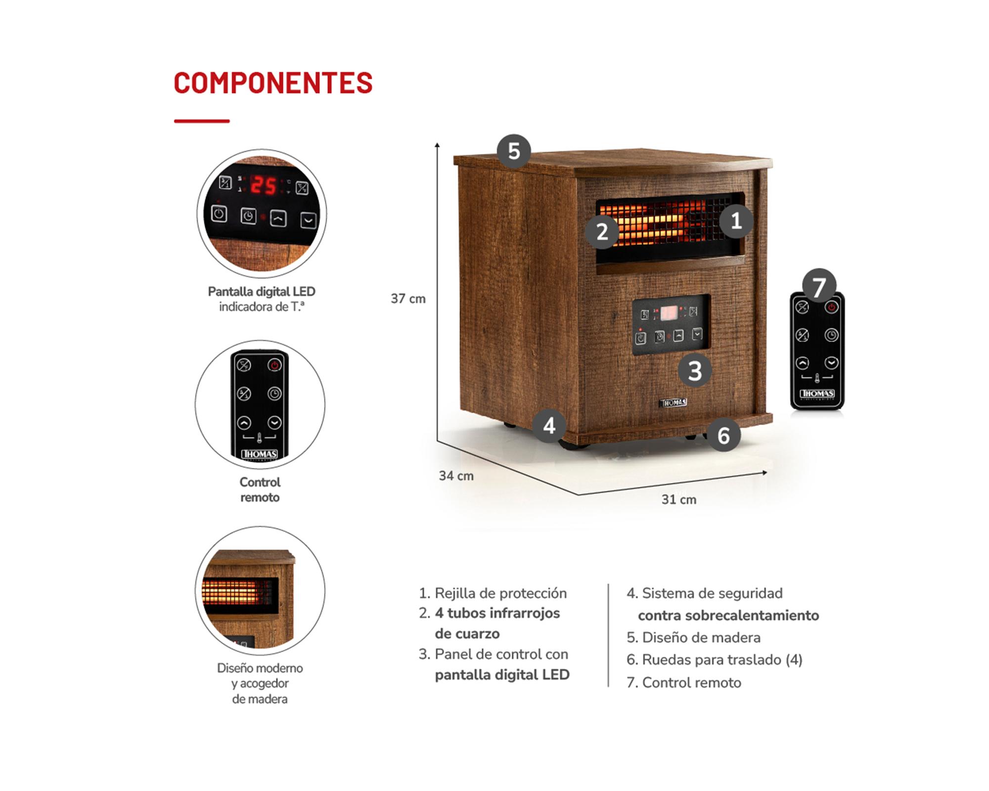 Estufa infrarroja con parlante BT TH-IR60 1800 W-4