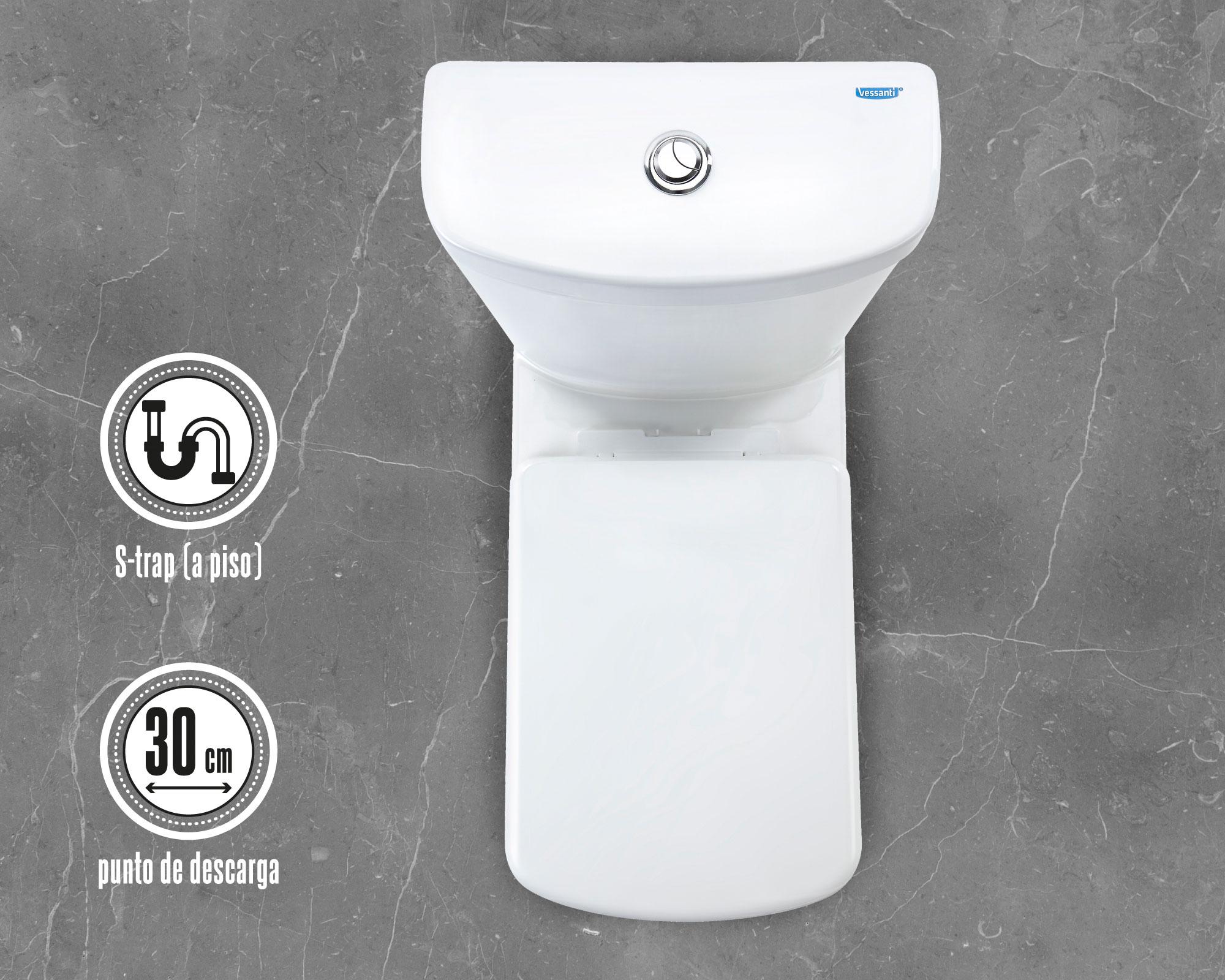 Sanitario 30 cm Dual flush asiento cierre suave Van rijn 2 piezas-3