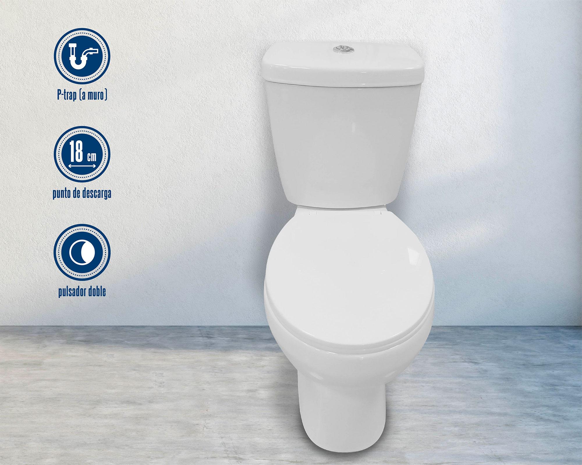 Sanitario 18 cm asiento cierre suave Aure blanco 2 piezas-2