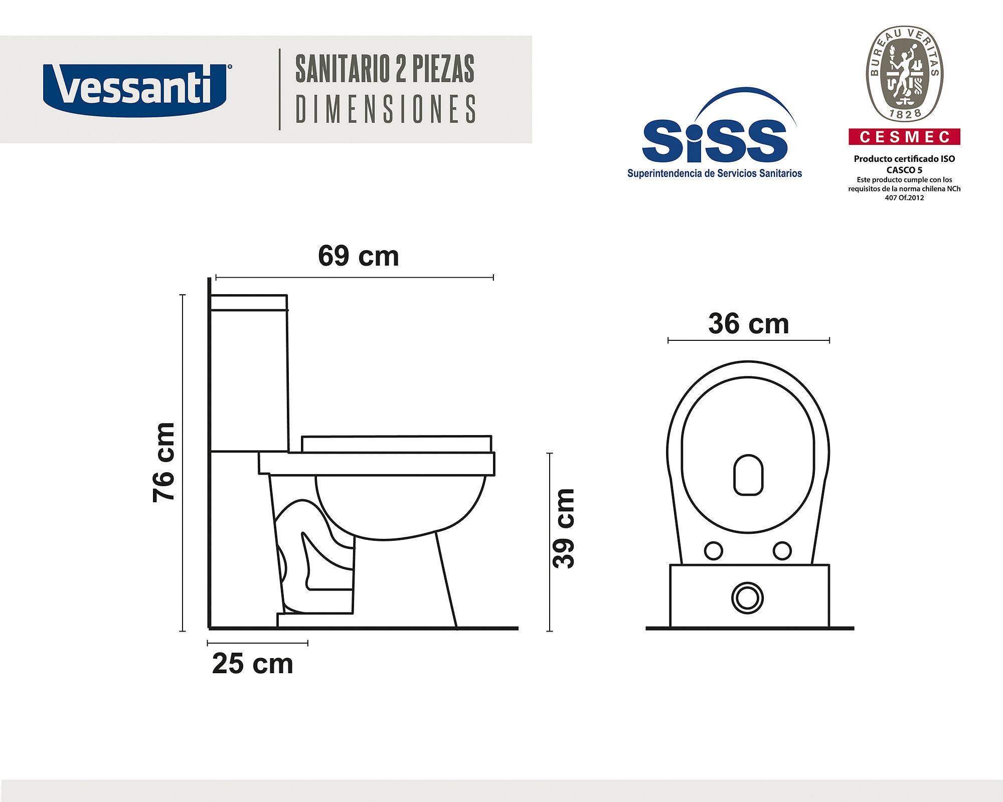 Sanitario 30 cm dual flush asiento cierre suave Agne 2 piezas-6