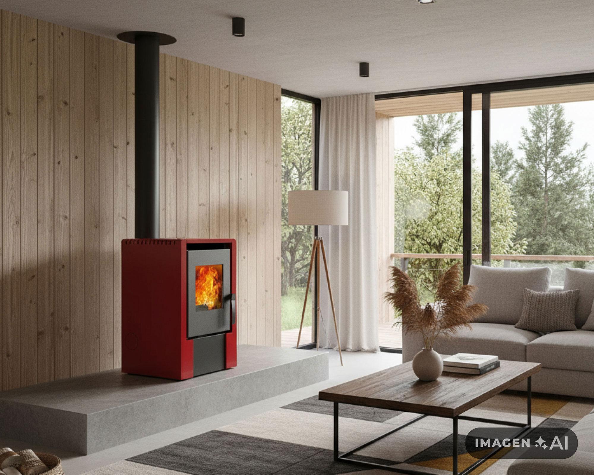 Estufa pellet 6000W Italy 6100 rojo-5