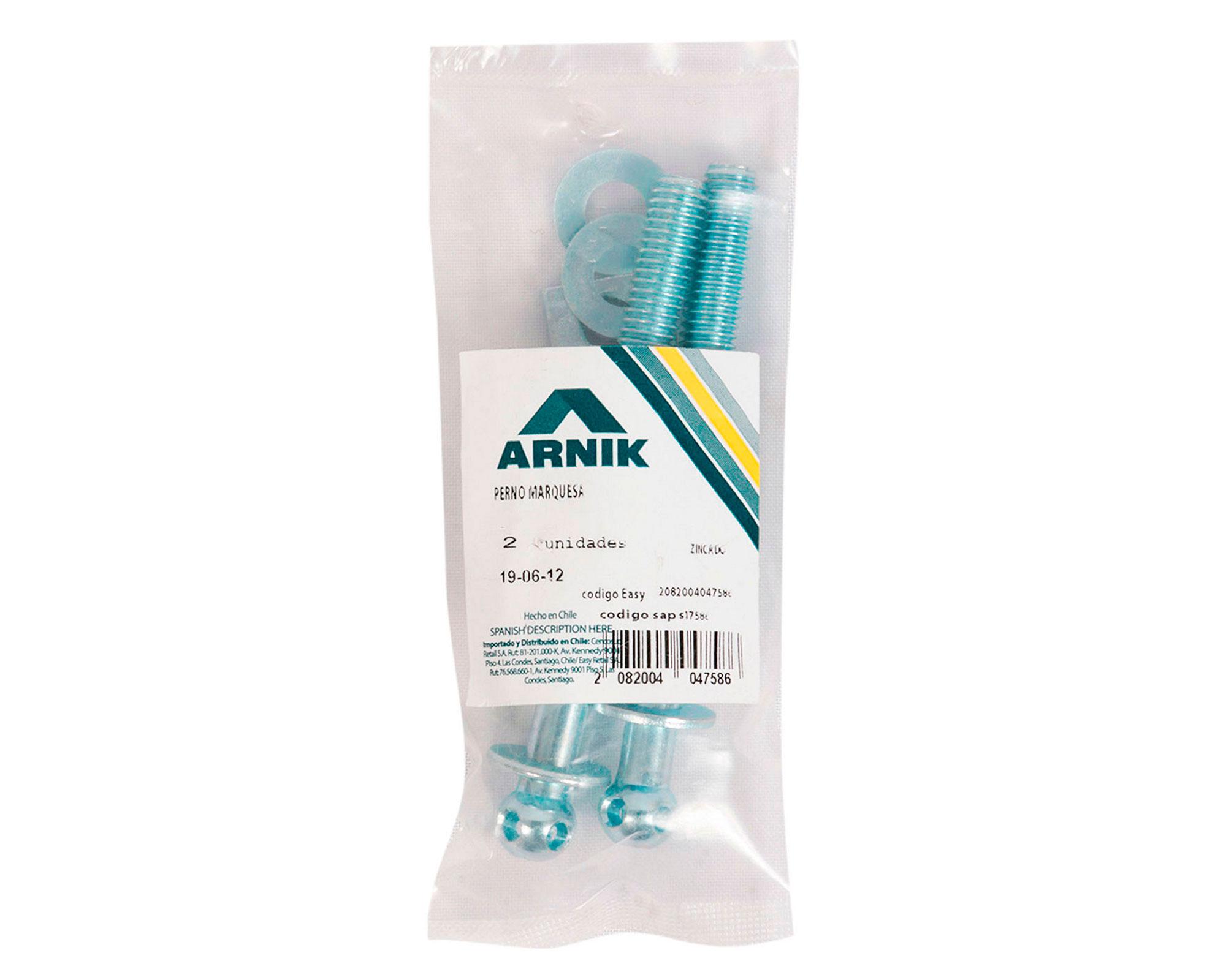 Perno marquesa 3/8x5'' zincado brillante 2 unidades Arnik-1