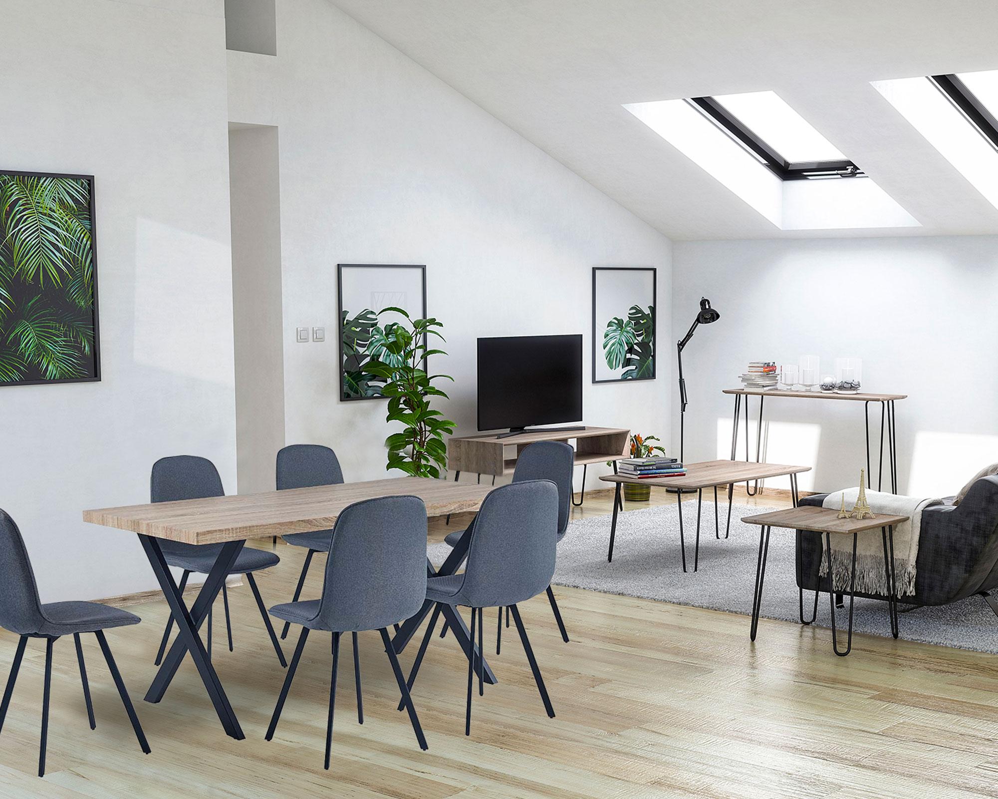 Comedor 6 sillas Tomasa natural/gris M+Design-6