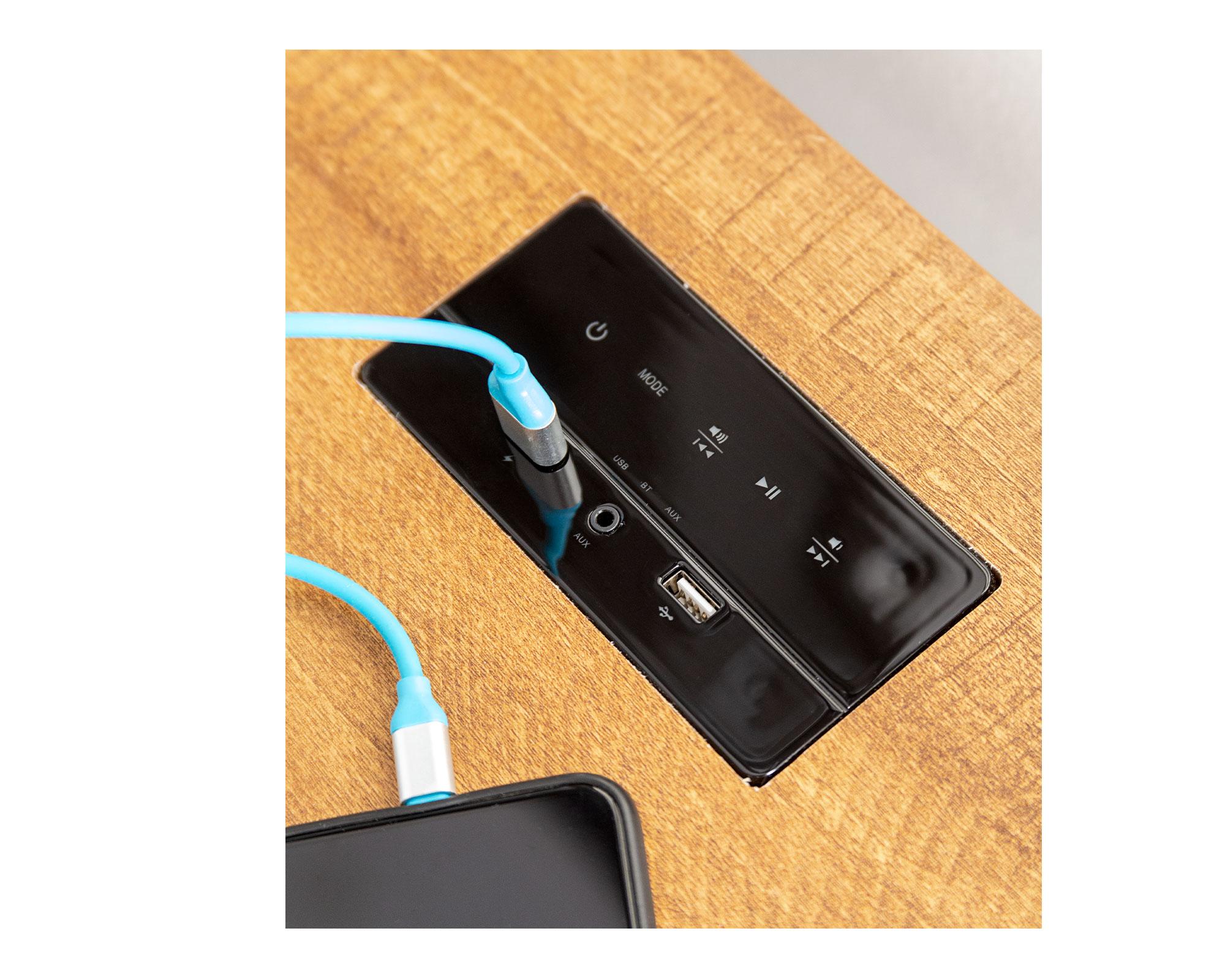 Escritorio 2 cajones con parlantes natural M+Design-5