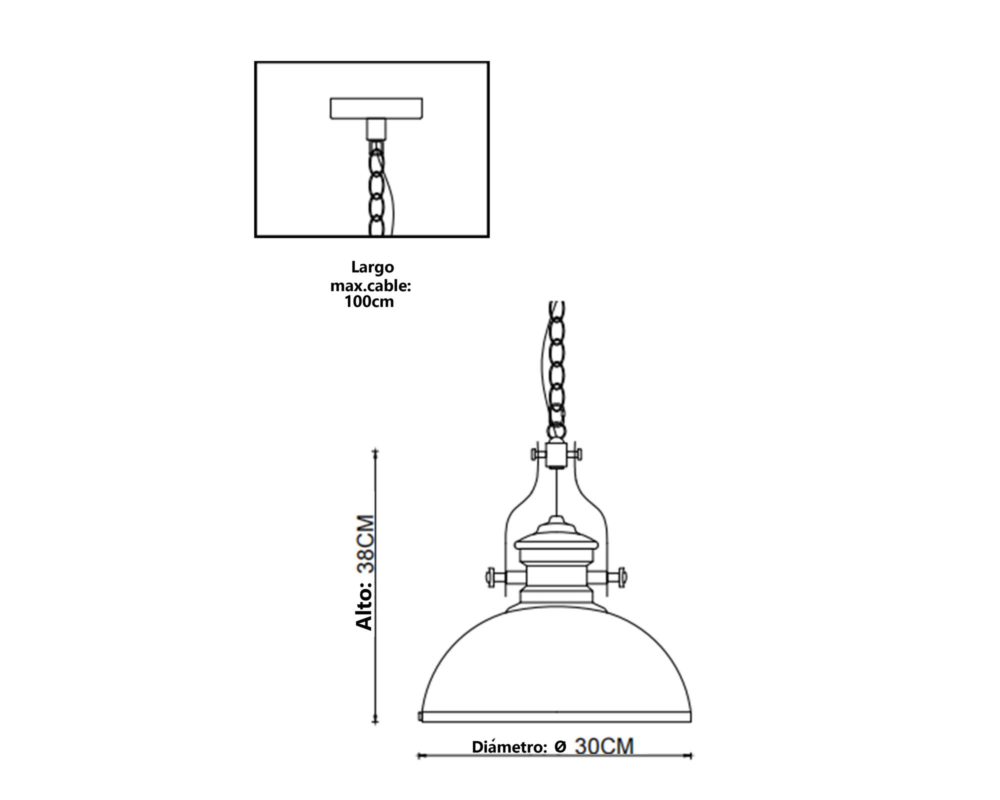 Lámpara colgar 1L E27 Factory negro Abitare-3