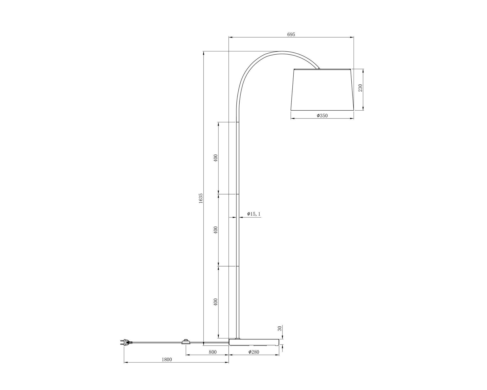 Lámpara pie 1L E27 Arco blanco Abitare-3