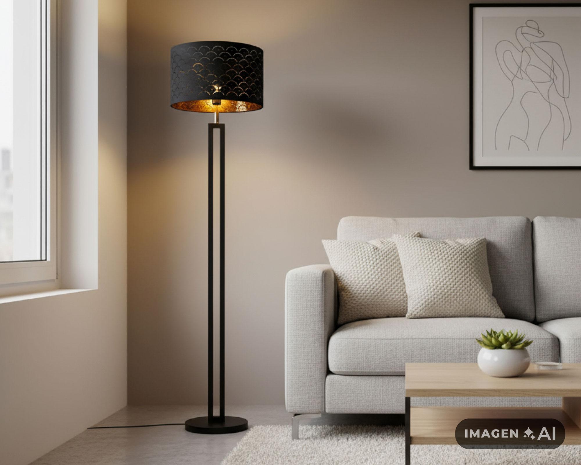 Lámpara pie 1L E27 rombos negro gold Abitare-4