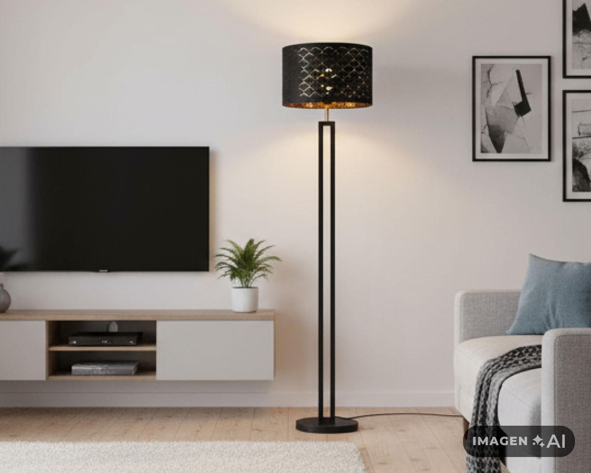 Lámpara pie 1L E27 rombos negro gold Abitare-5