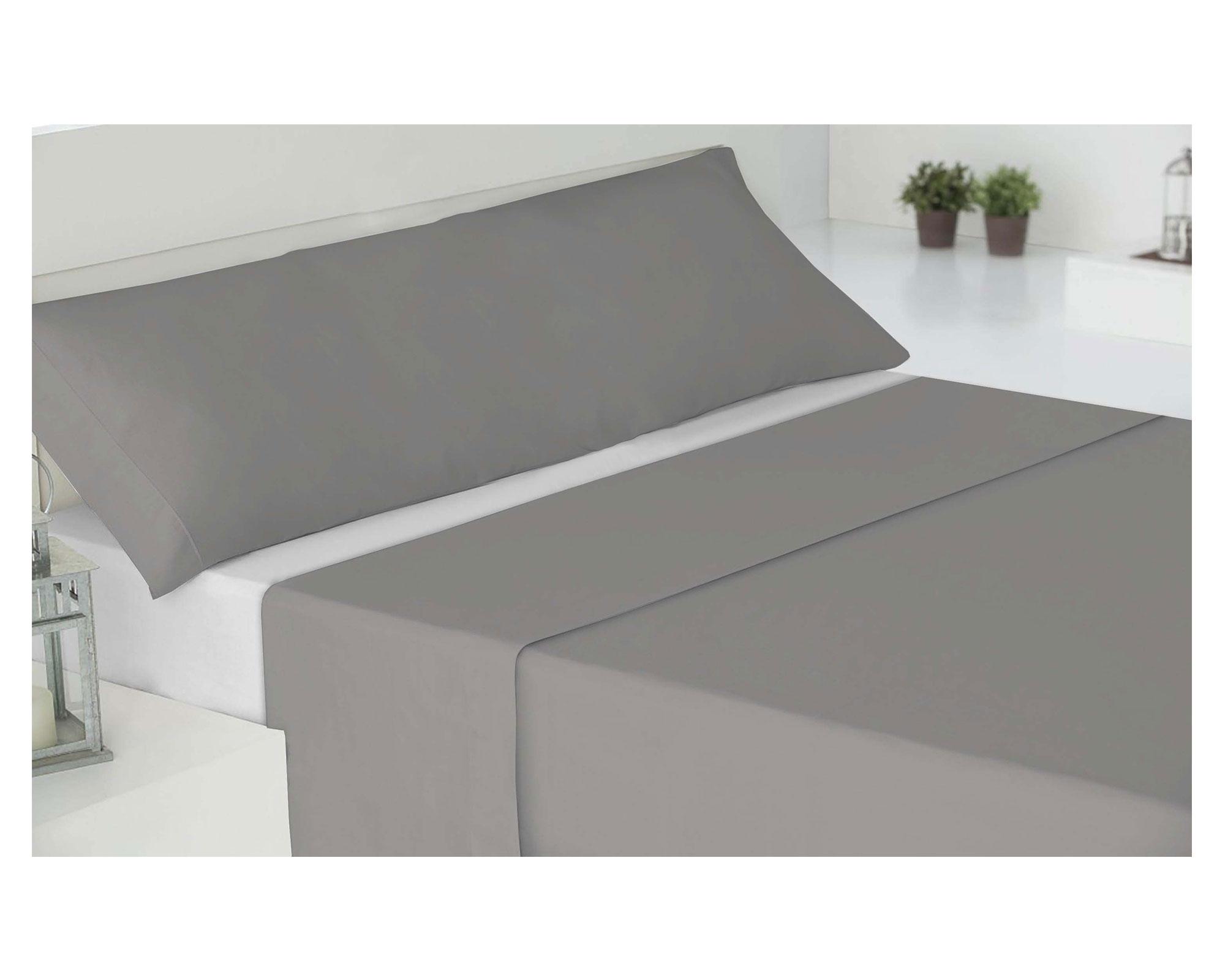 Juego sábanas 1,5 plazas 180 hilos gris Cotidiana-1