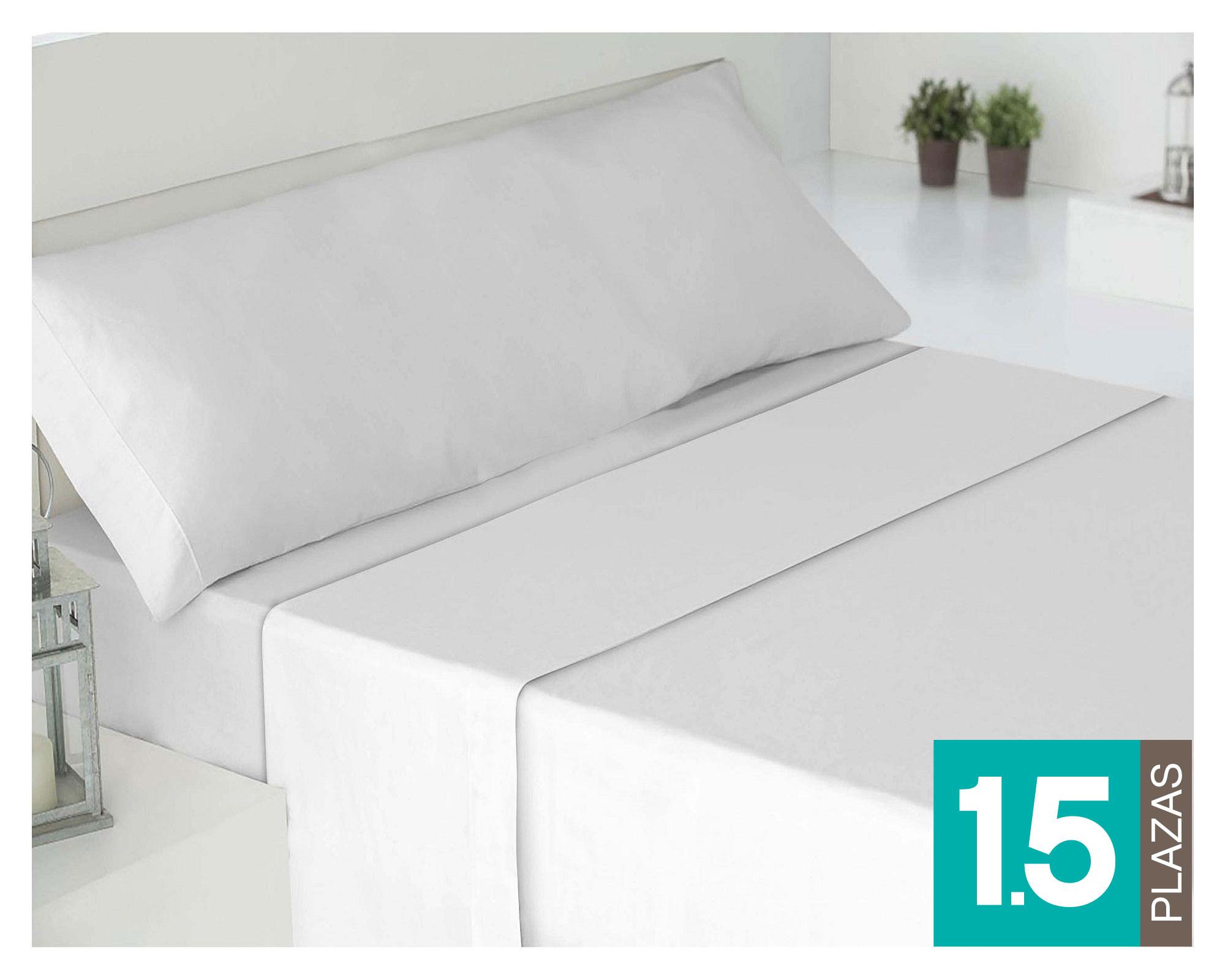 Juego sábanas 1,5 plazas 180 hilos blanco Cotidiana-0