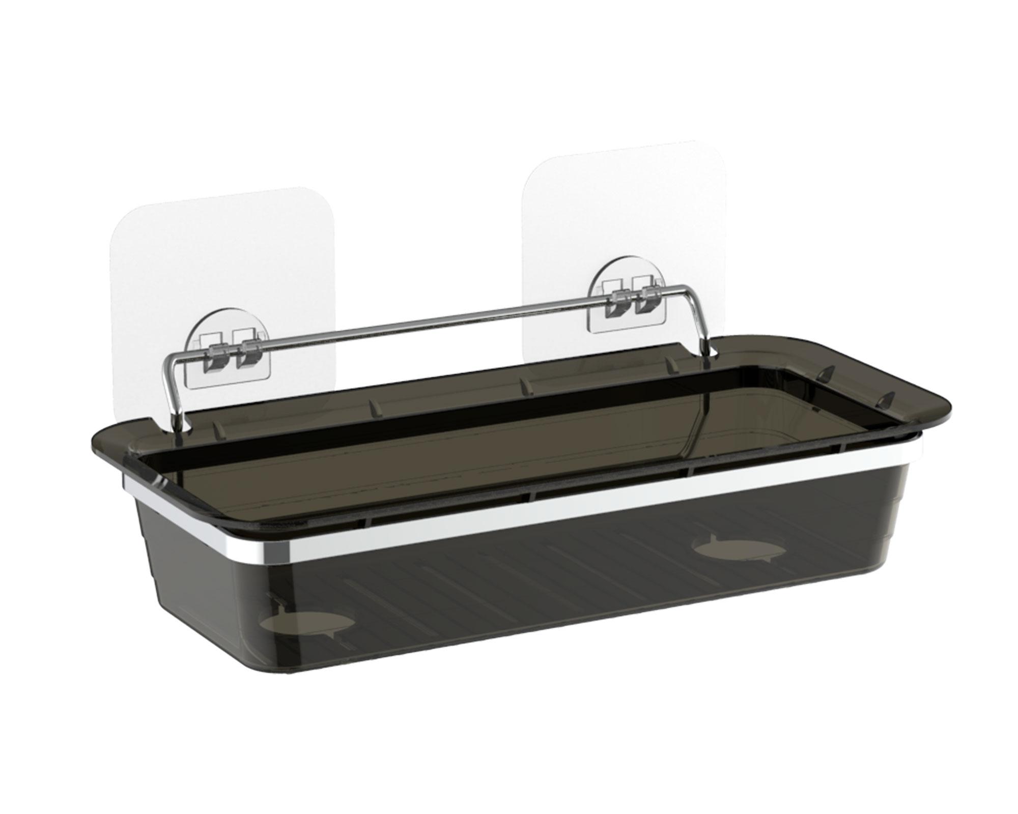 Canasto organizador Cotidiana Rectangular Succión Smoke 28.6x14.3x7.4 cm-0