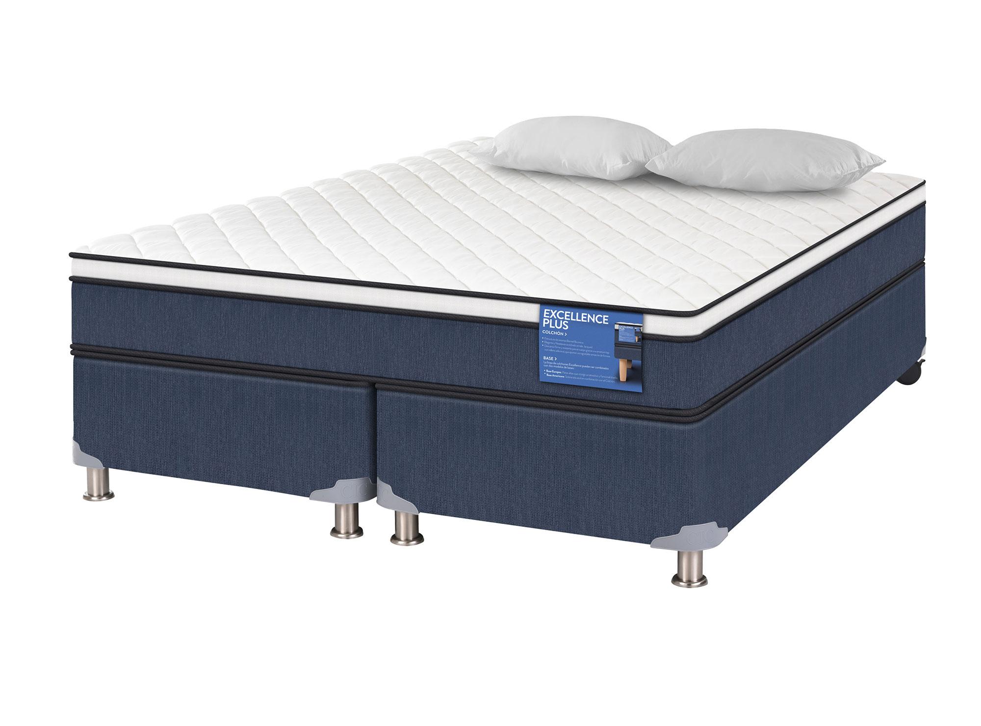 Box americano 2 plazas Excellence plus base dividida + almohadas Cic-1