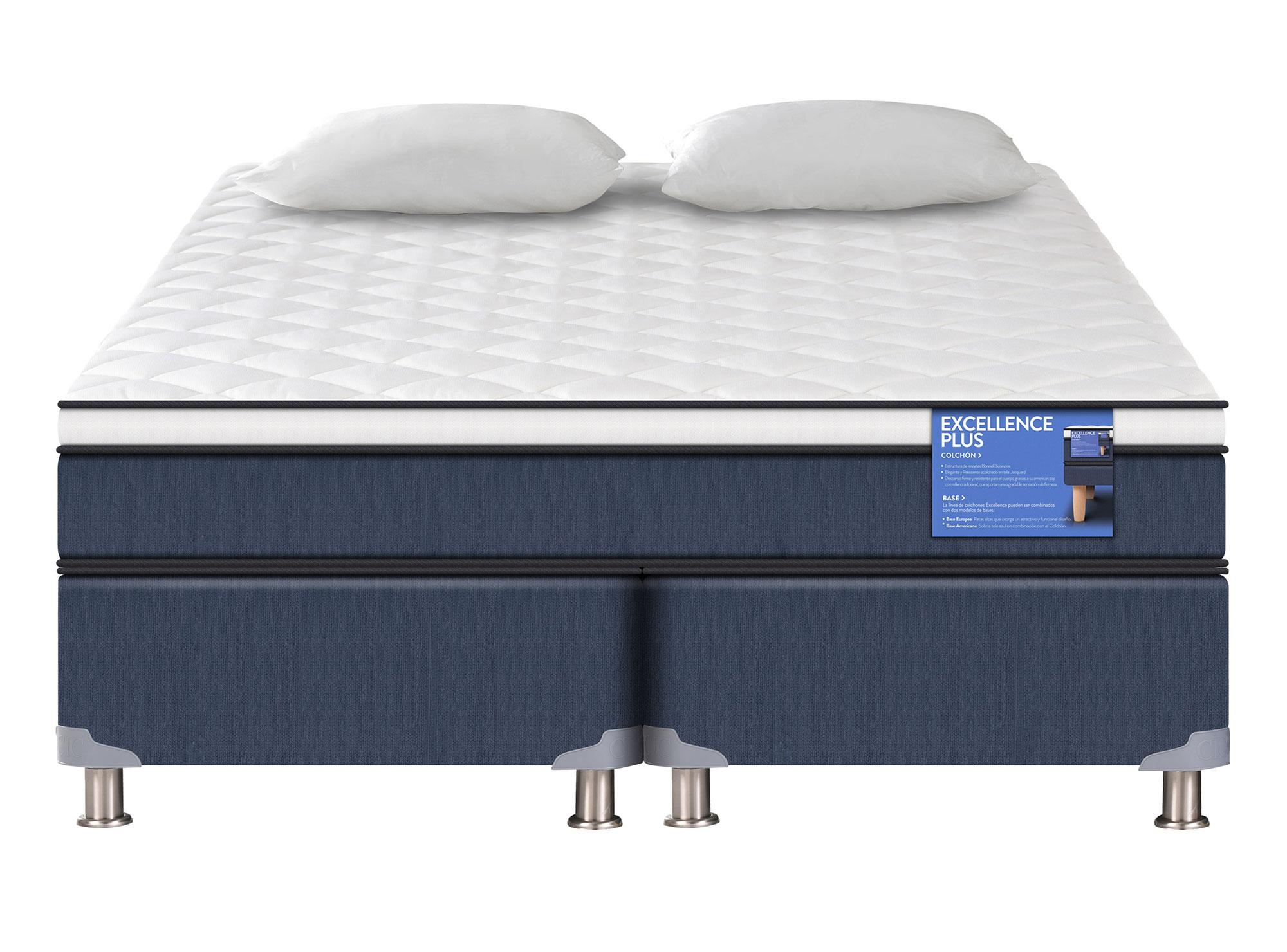 Box americano 2 plazas Excellence plus base dividida + almohadas Cic-0