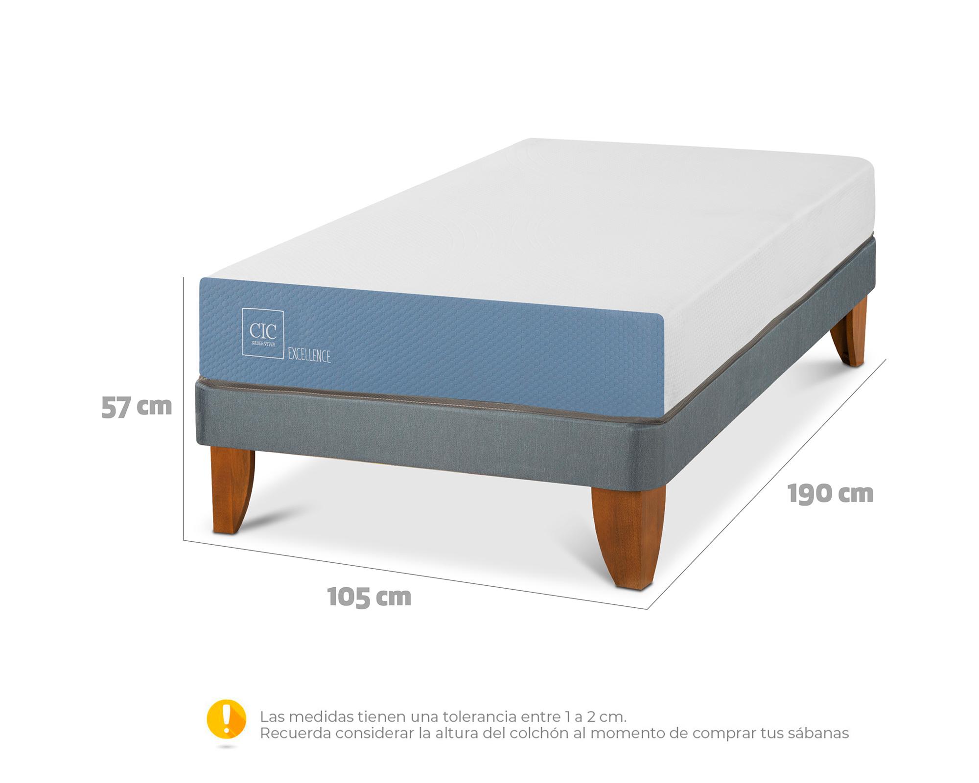 Cama europea 1.5 plazas x 190 cm Excellence Cic-5