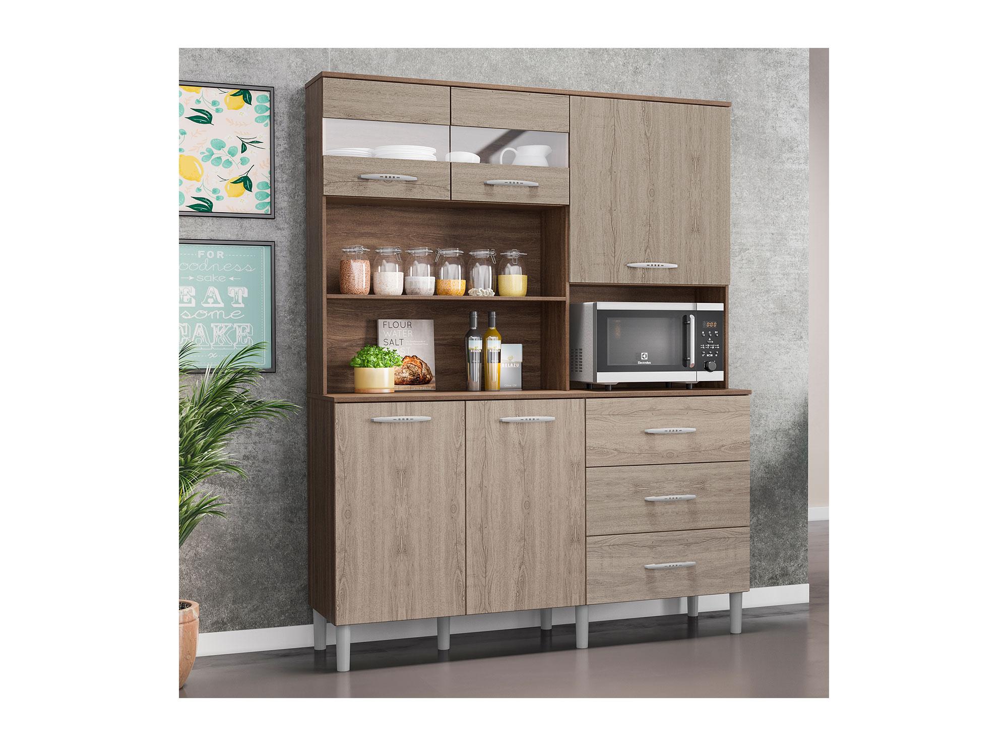 Kit cocina 5 puertas 3 cajones Remo malte/carvalo viena Favatex-4
