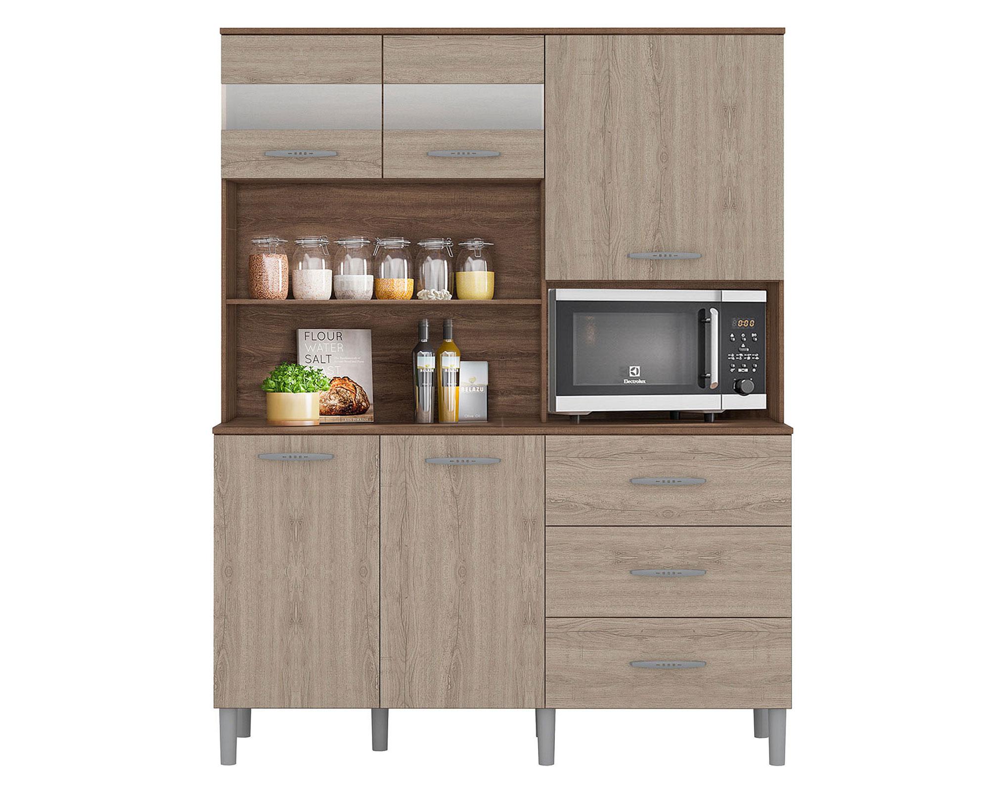 Kit cocina 5 puertas 3 cajones Remo malte/carvalo viena Favatex-0