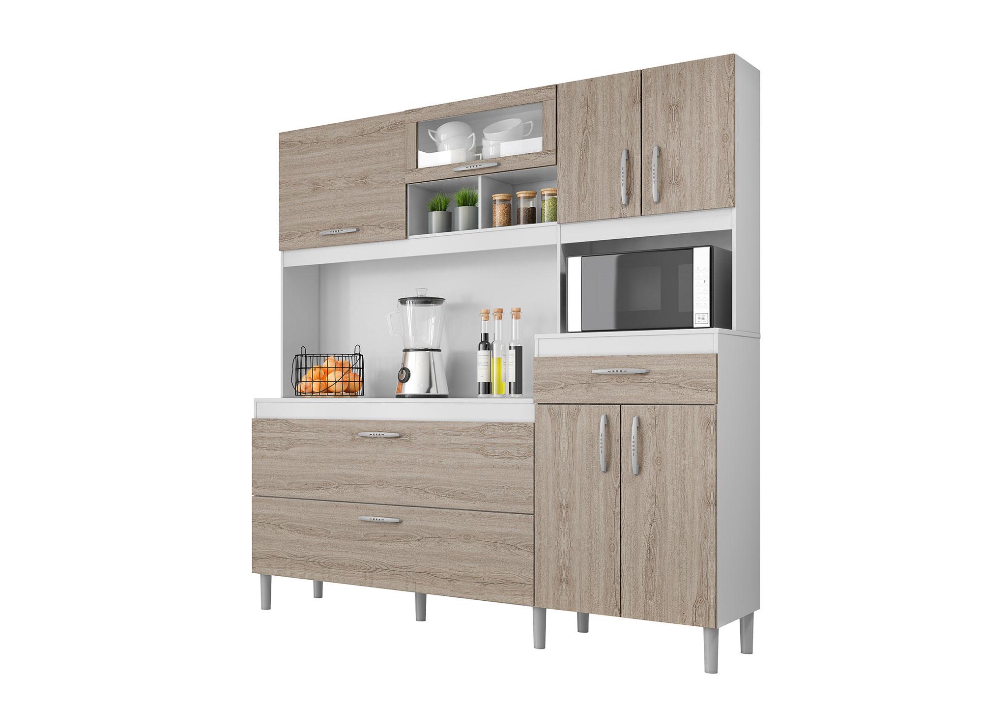 Kit cocina 8 puertas 1 cajón Bahamas blanco/carvalo viena Favatex-3