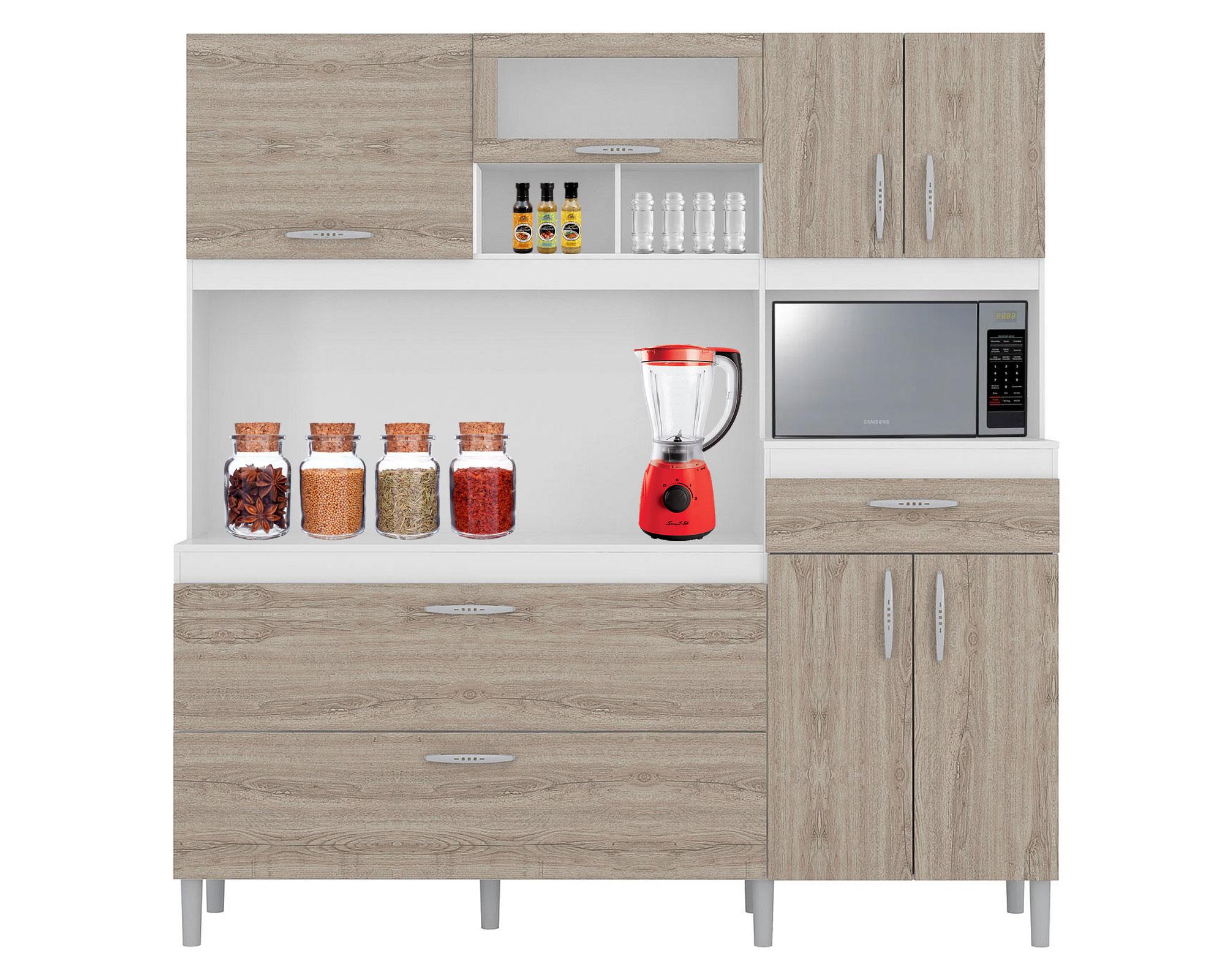 Kit cocina 8 puertas 1 cajón Bahamas blanco/carvalo viena Favatex-0