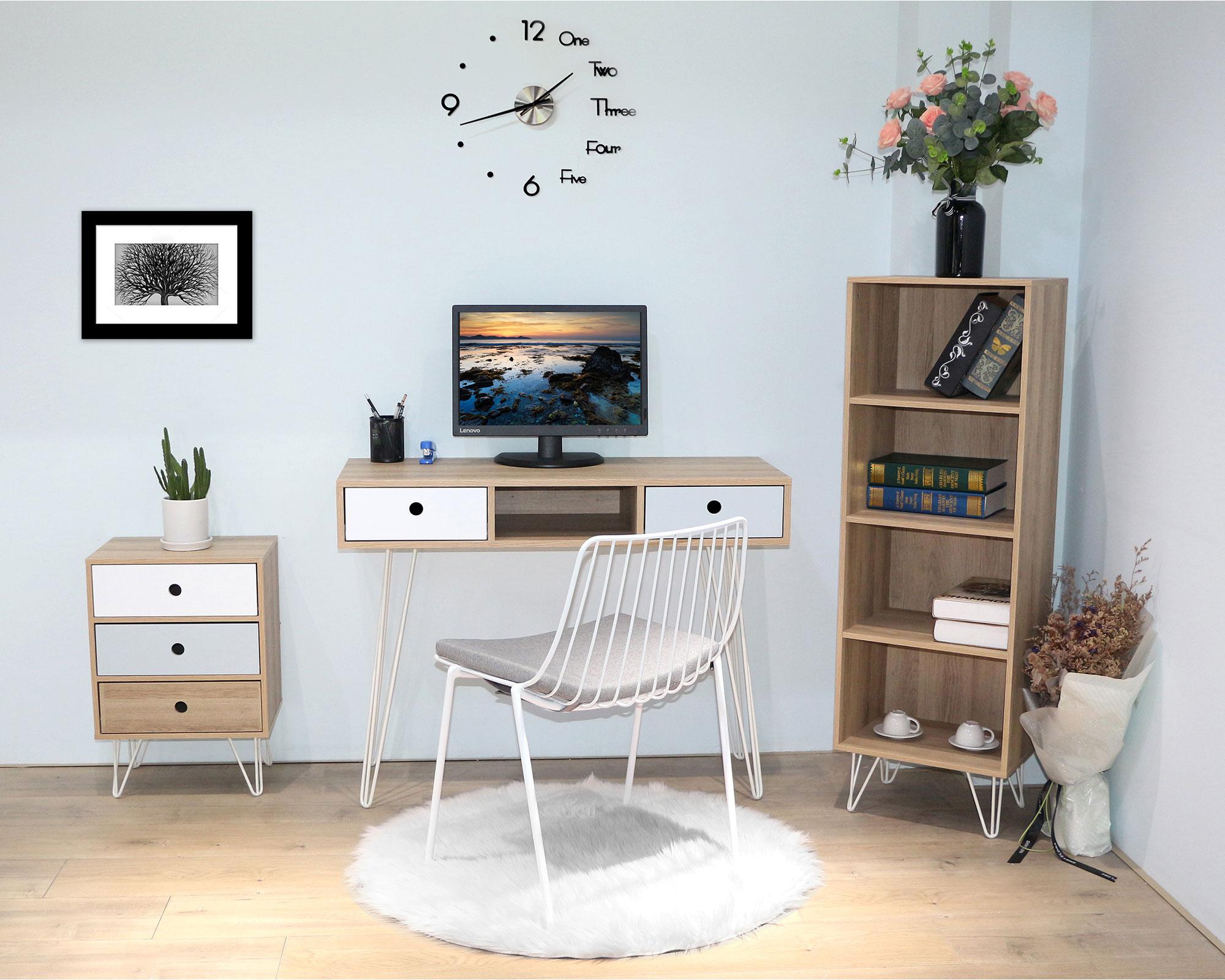 Escritorio + cajonera + librero Millie natural M+Design-6