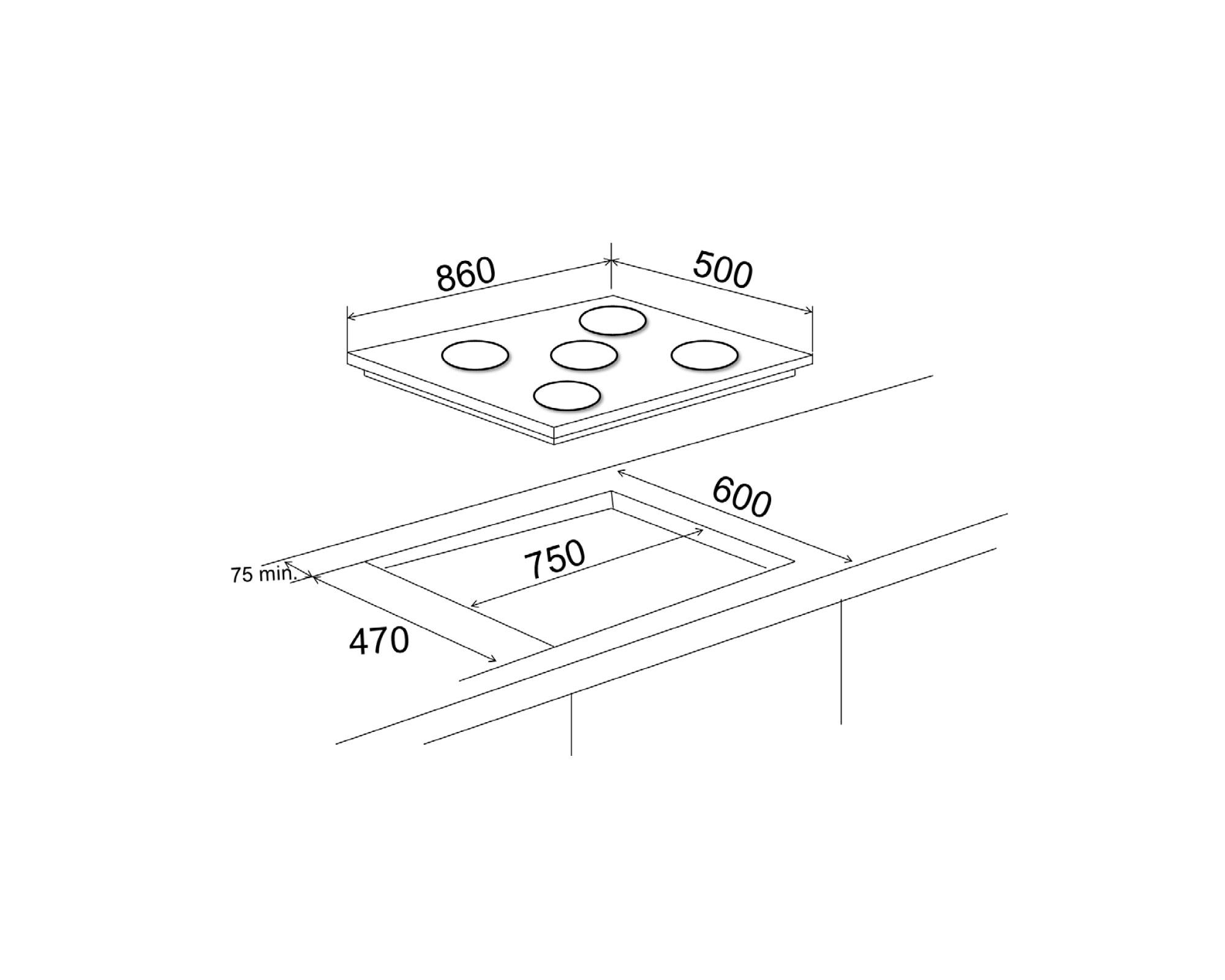 Encimera a gas natural UT GLT-5 5 quemadores-3