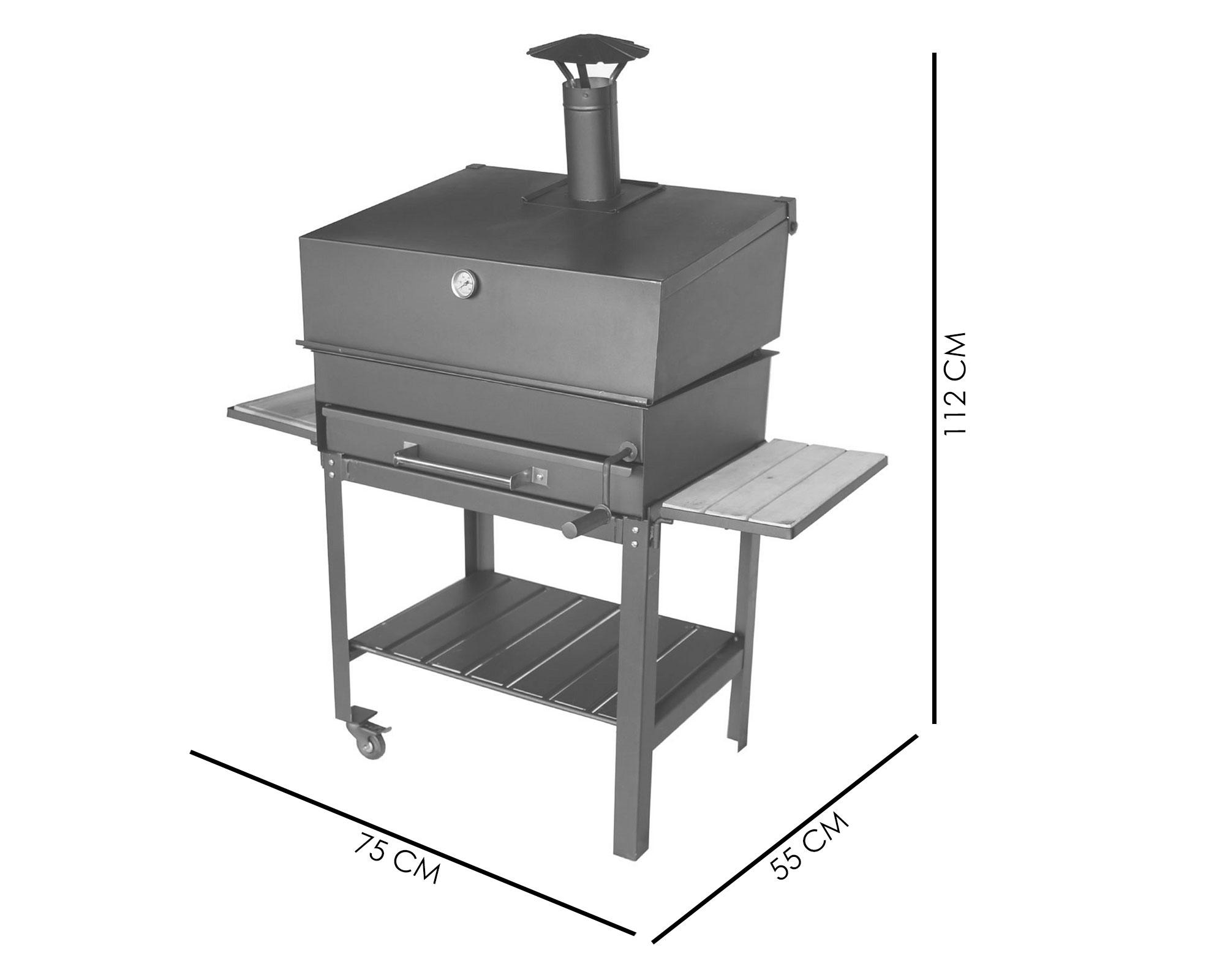 Parrilla a carbón con ahumador Maihue Alcazar-4