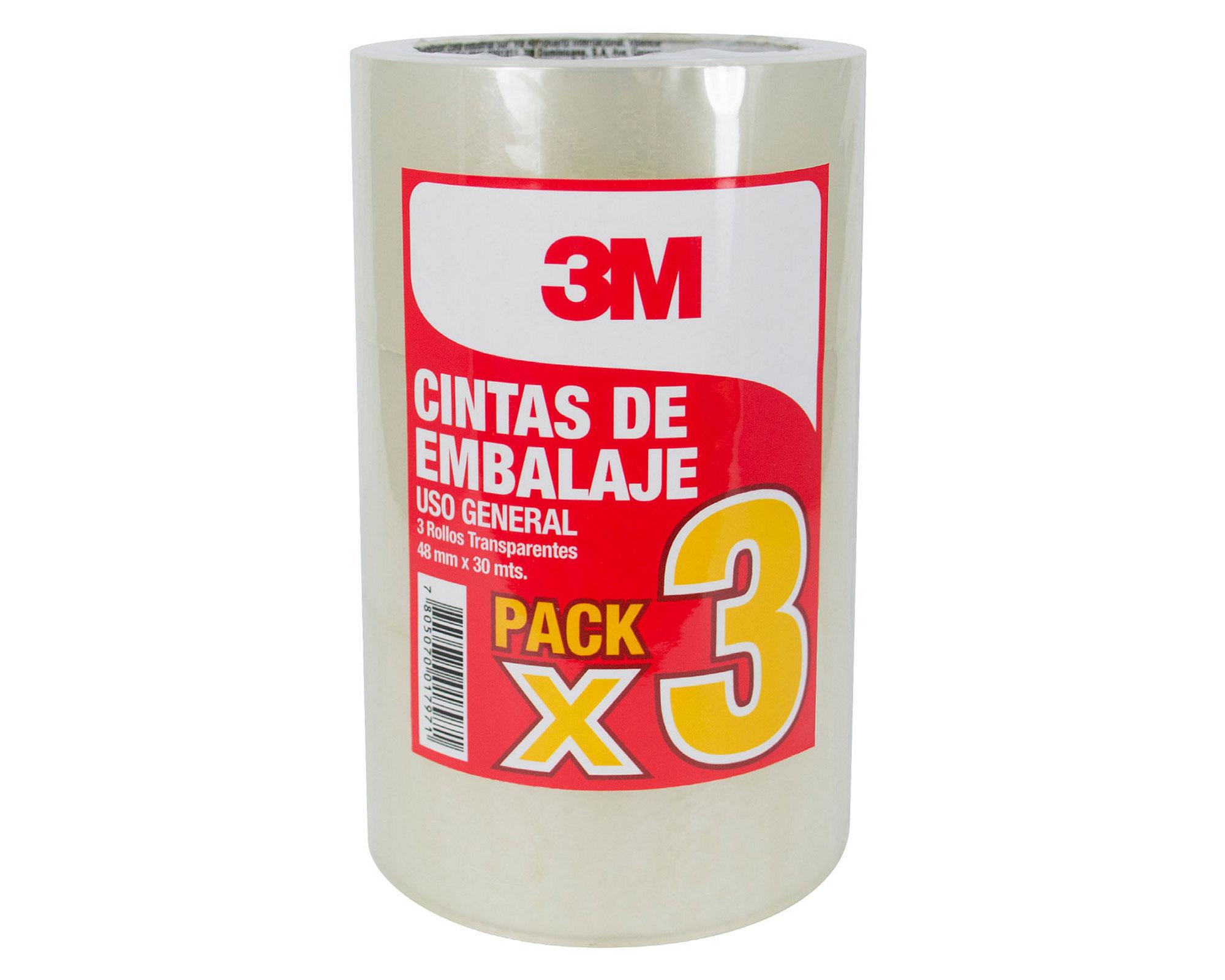 Cinta embalaje 48 mm 30 m transparente 3 unidades 3M-1