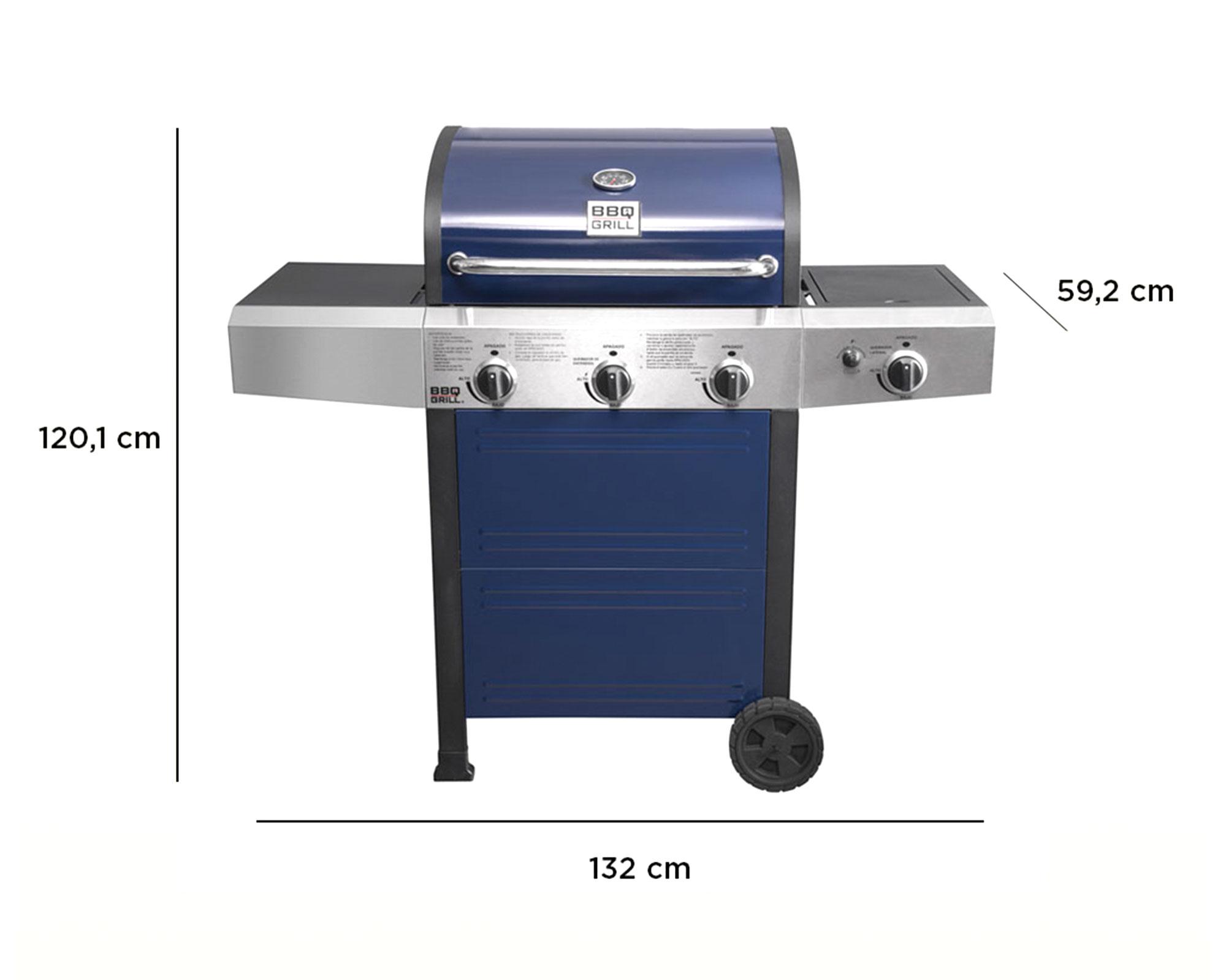 Parrilla a gas 3 quemadores + lateral Michigan BBQ Grill-8