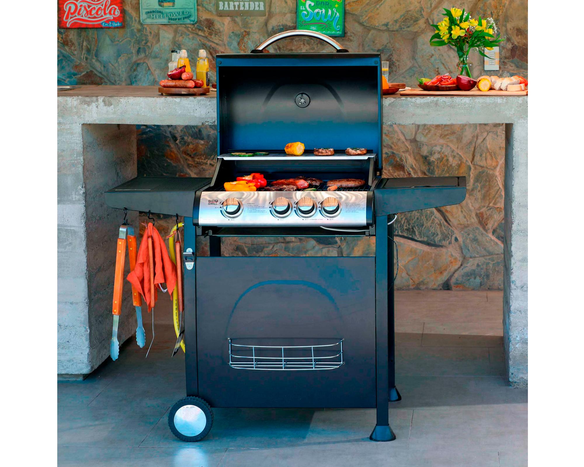 Parrilla a gas Giorgia 3 quemadores + quemador lateral BBQ Grill-16