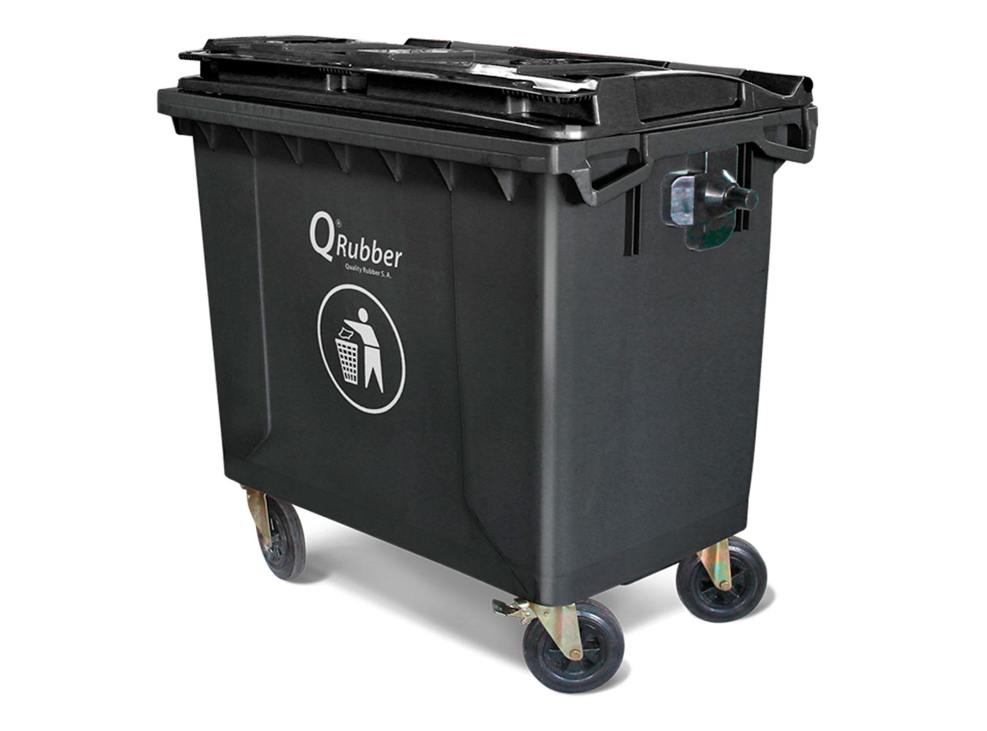Contenedor basura 1100 litros gris QRubber-0