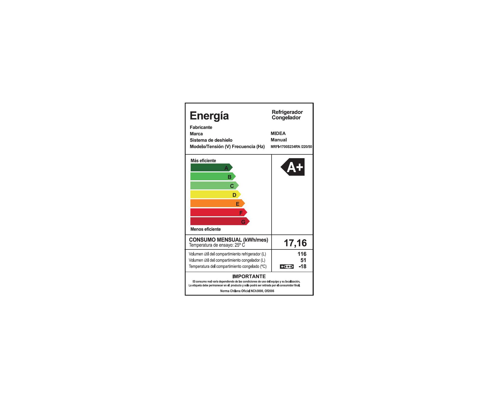 Refrigerador frío directo 167 litros MRFI-1700S234RN Midea-13