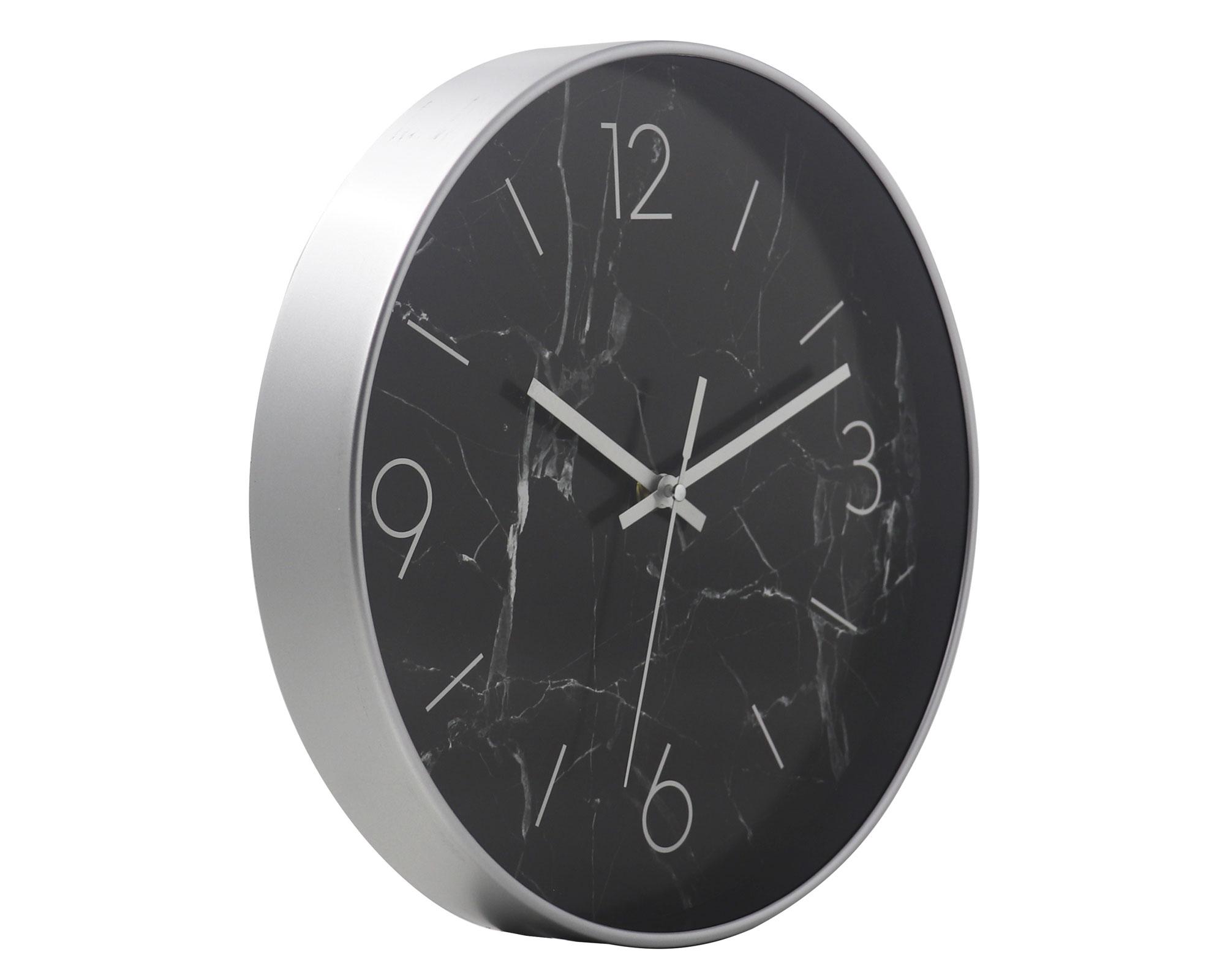 Reloj 30 cm pared negro/plateado Ronda-1