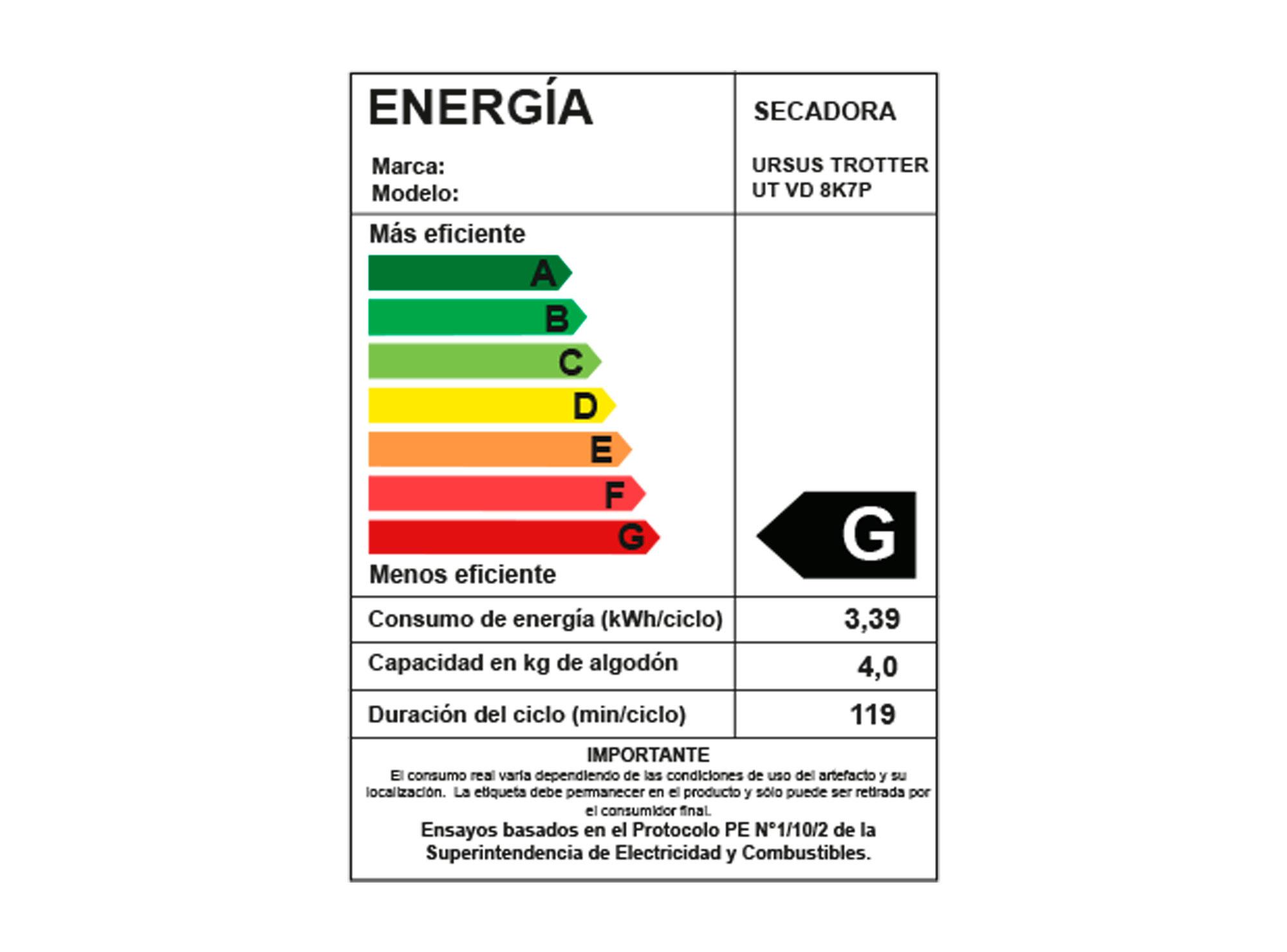Secadora ventilación 8 kg UT VD 8K7P Ursus Trotter-4