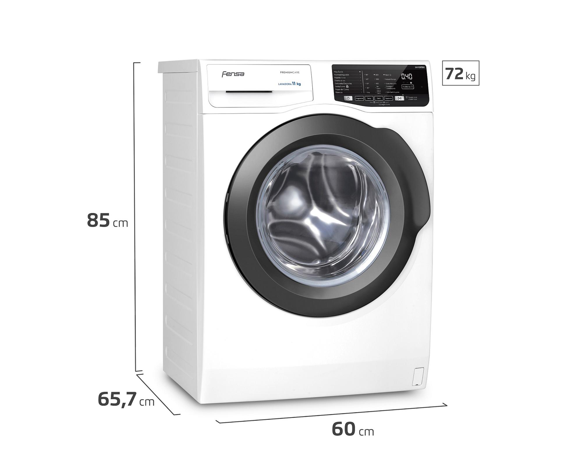 Lavadora carga frontal 11 kg Premium care 11W blanco Fensa-5