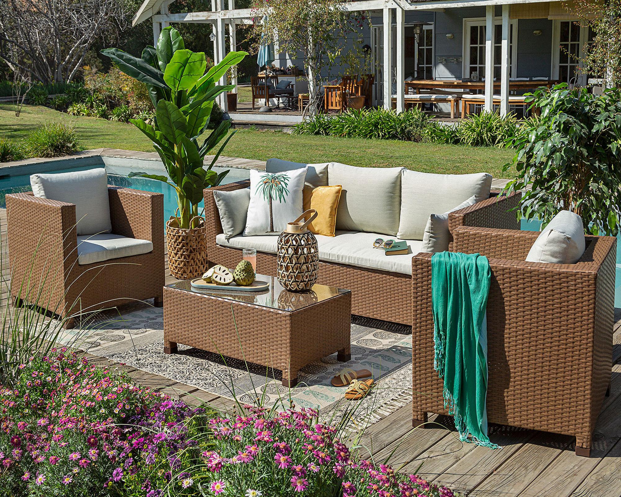 Set terraza 5 personas Dorian café claro Outzen-0